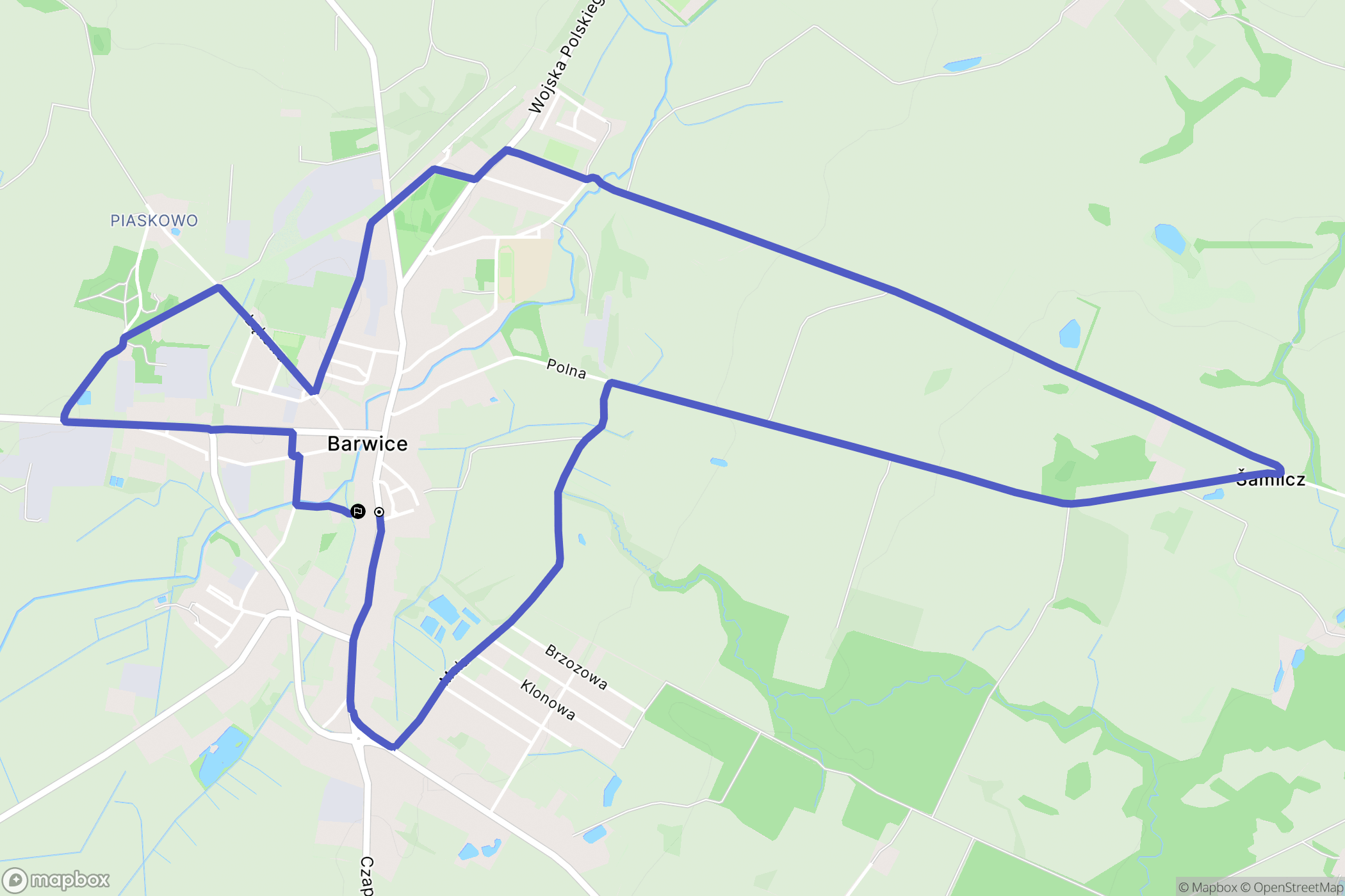 Barwice: mapa trasy - Poland