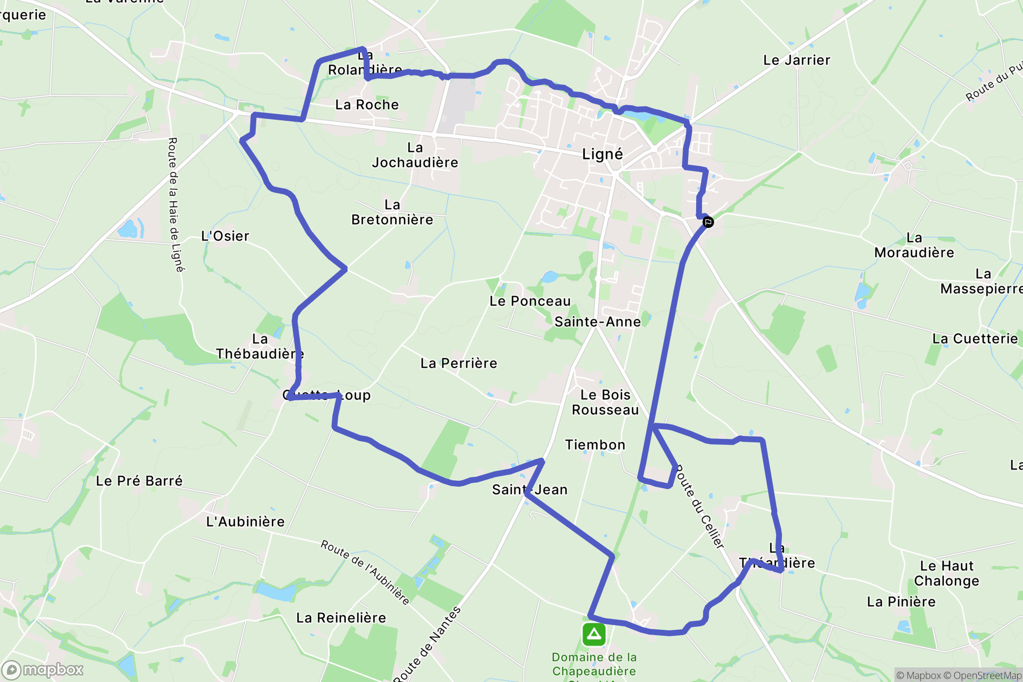 Ligné : carte du parcours de randonnée - France