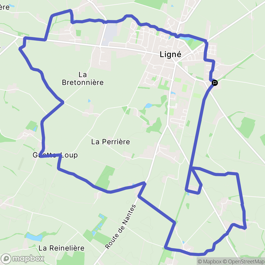 Ligné : carte du parcours de randonnée - France