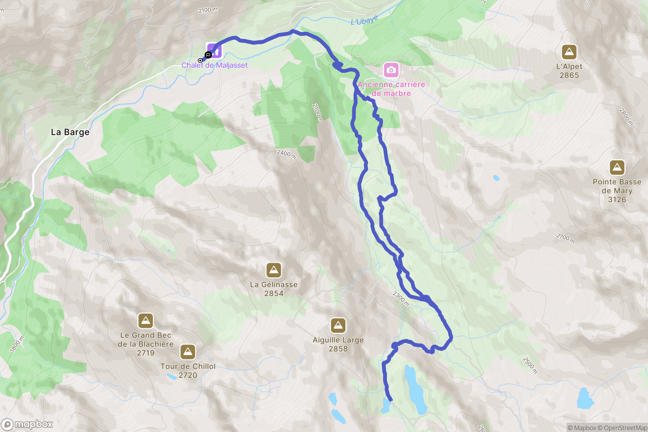 Saint-Paul-sur-Ubaye : carte du parcours de randonnée - France