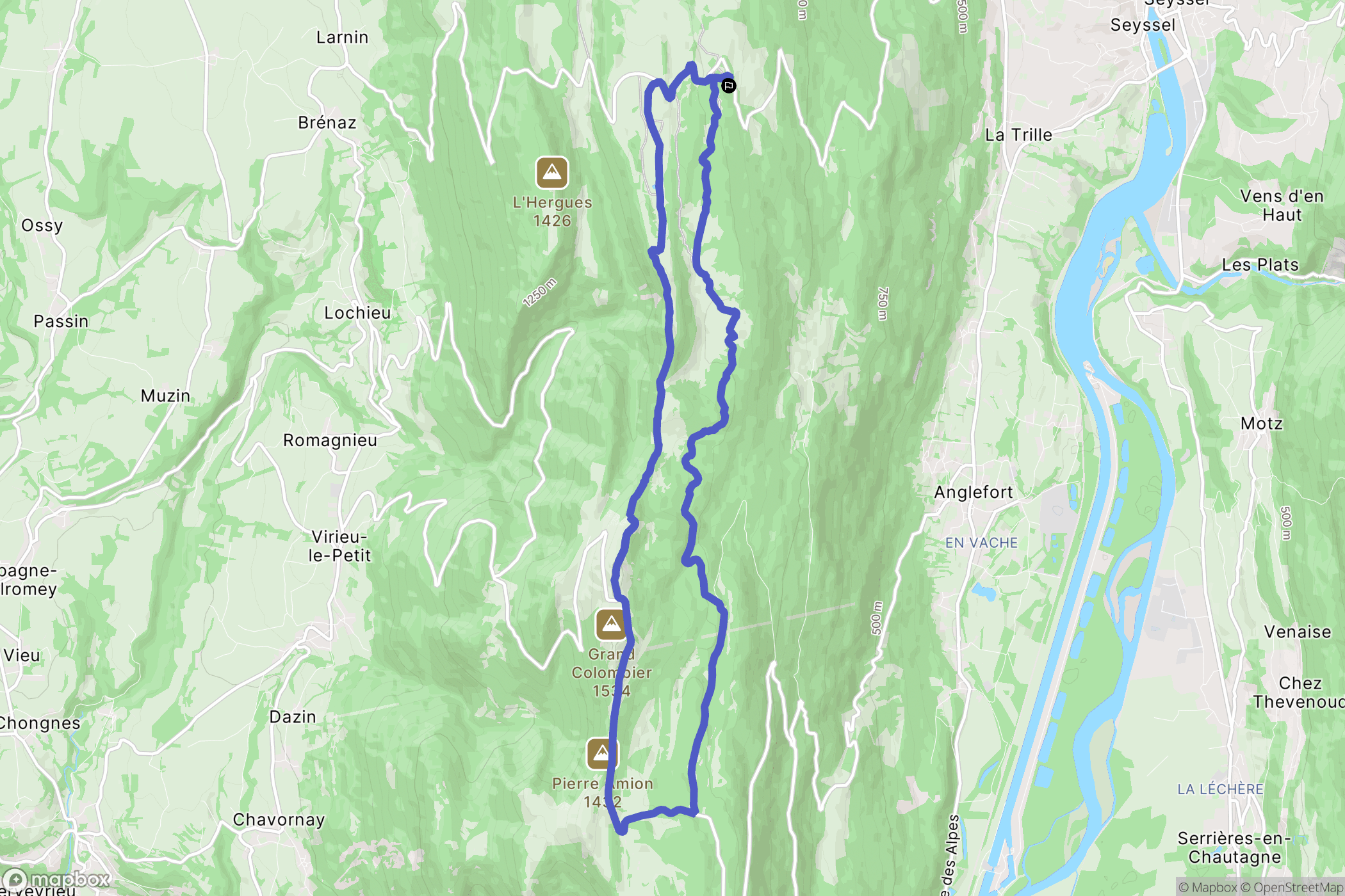 Corbonod : carte du parcours de randonnée - France