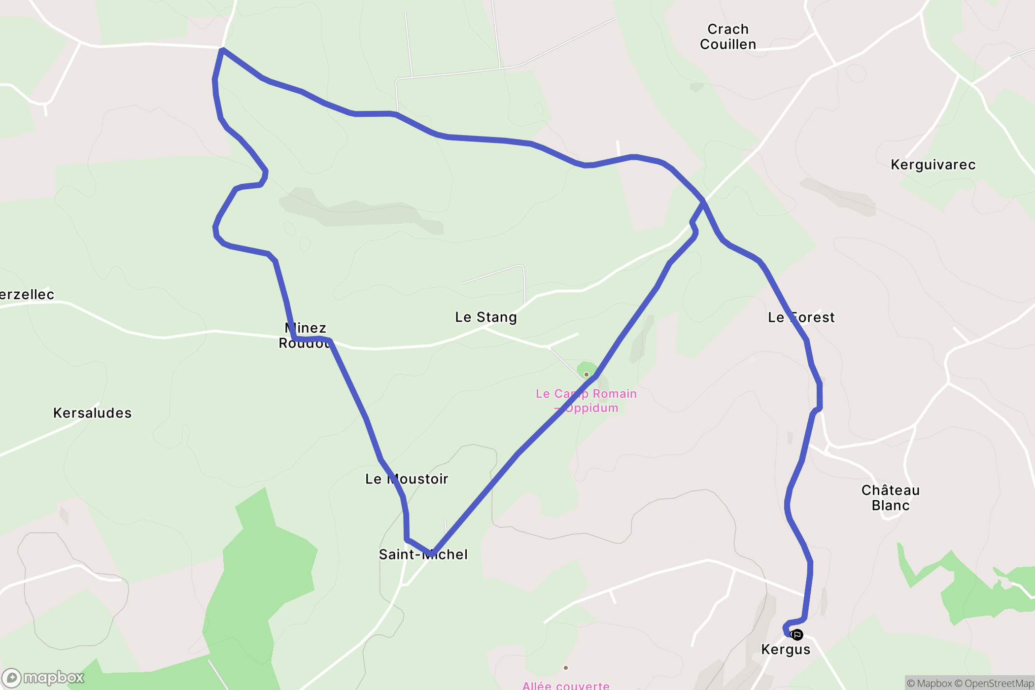Gourin : carte du parcours de randonnée - France