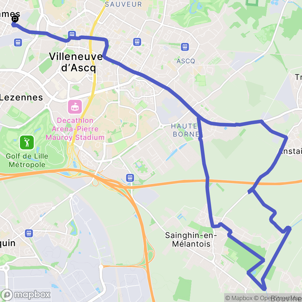 Lille : carte du parcours de randonnée - France