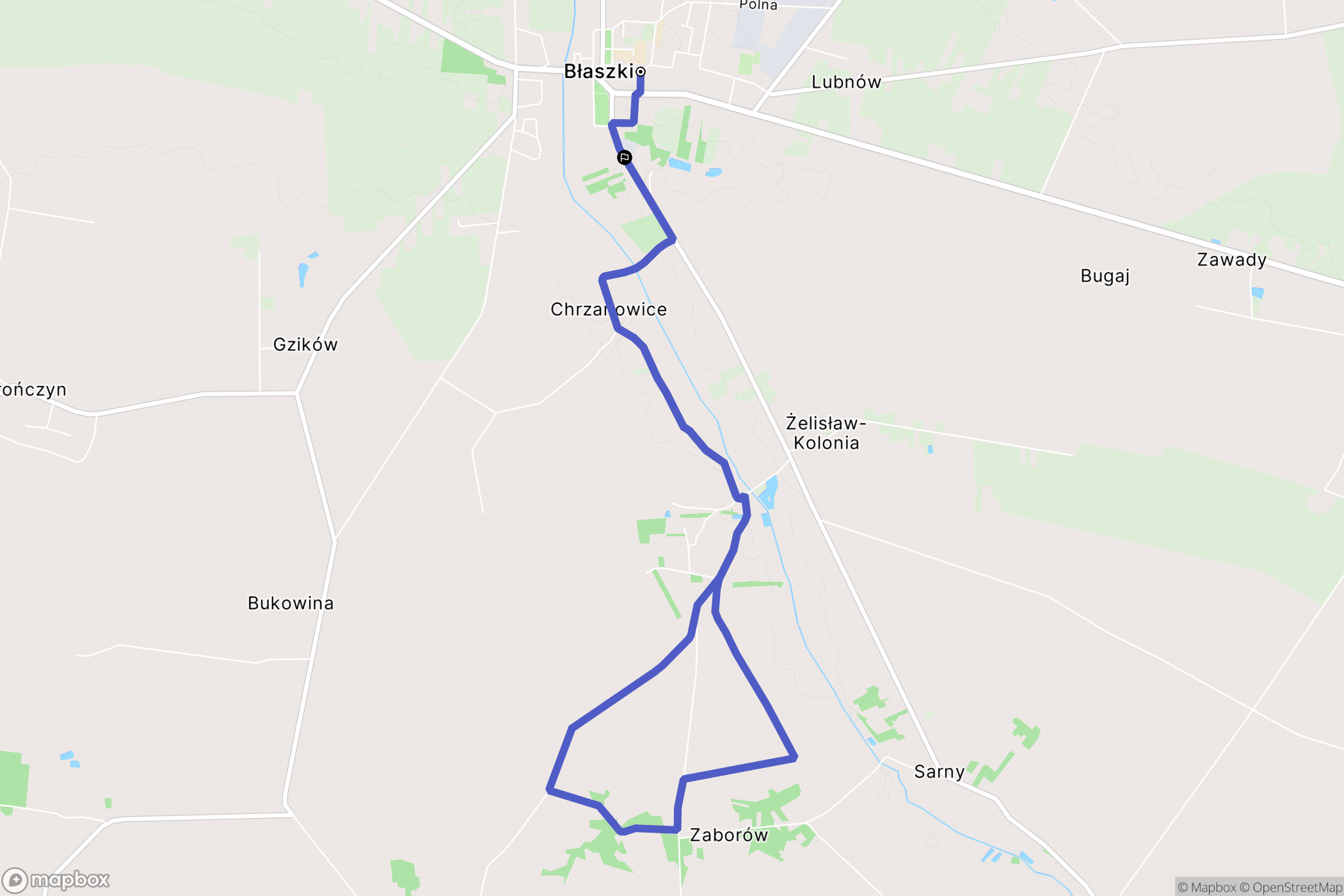 Błaszki: mapa trasy - Poland