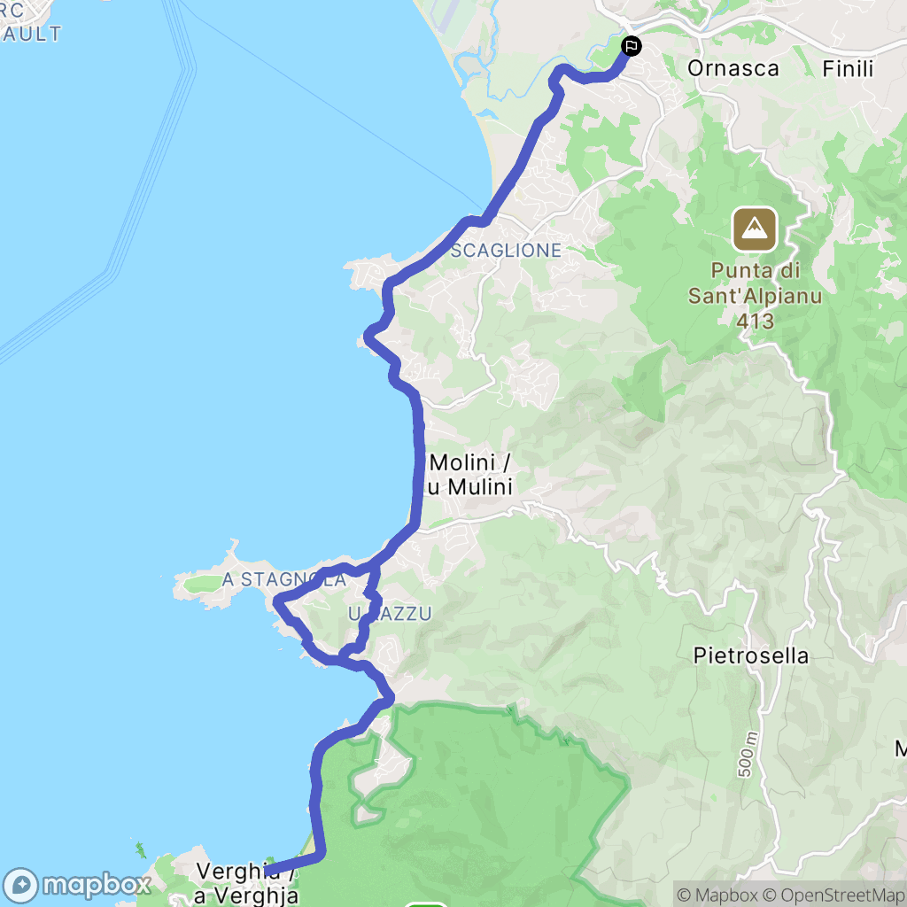 Cauro : carte du parcours de randonnée - France