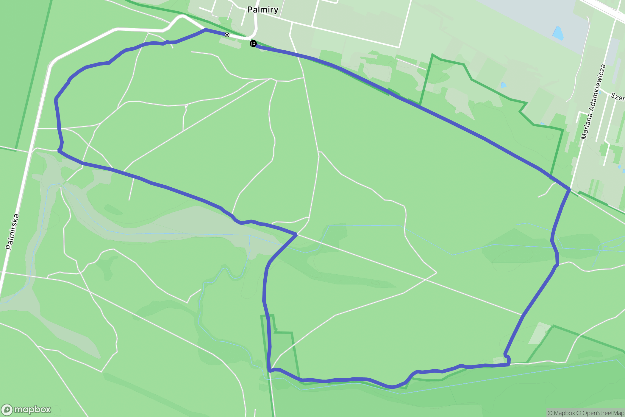 Palmiry: mapa trasy - Poland