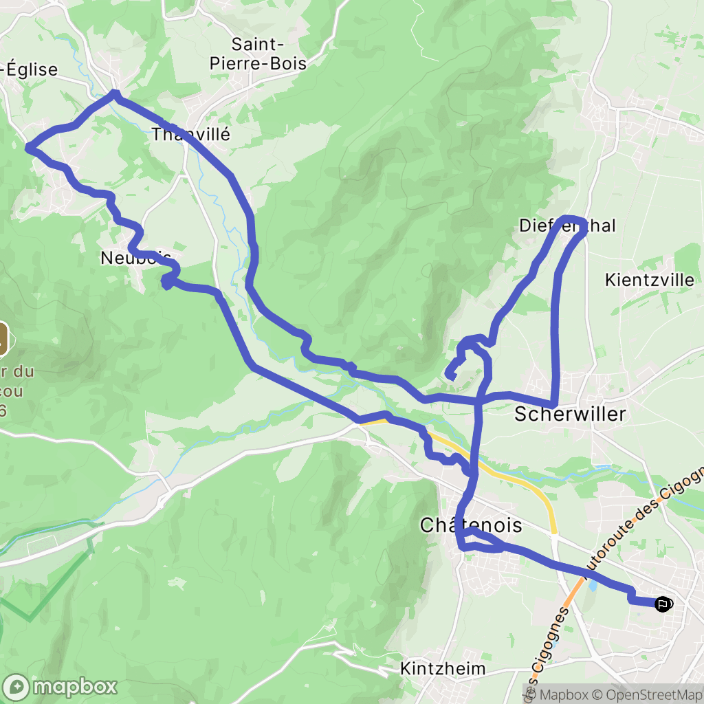 Sélestat : carte du parcours de randonnée - France