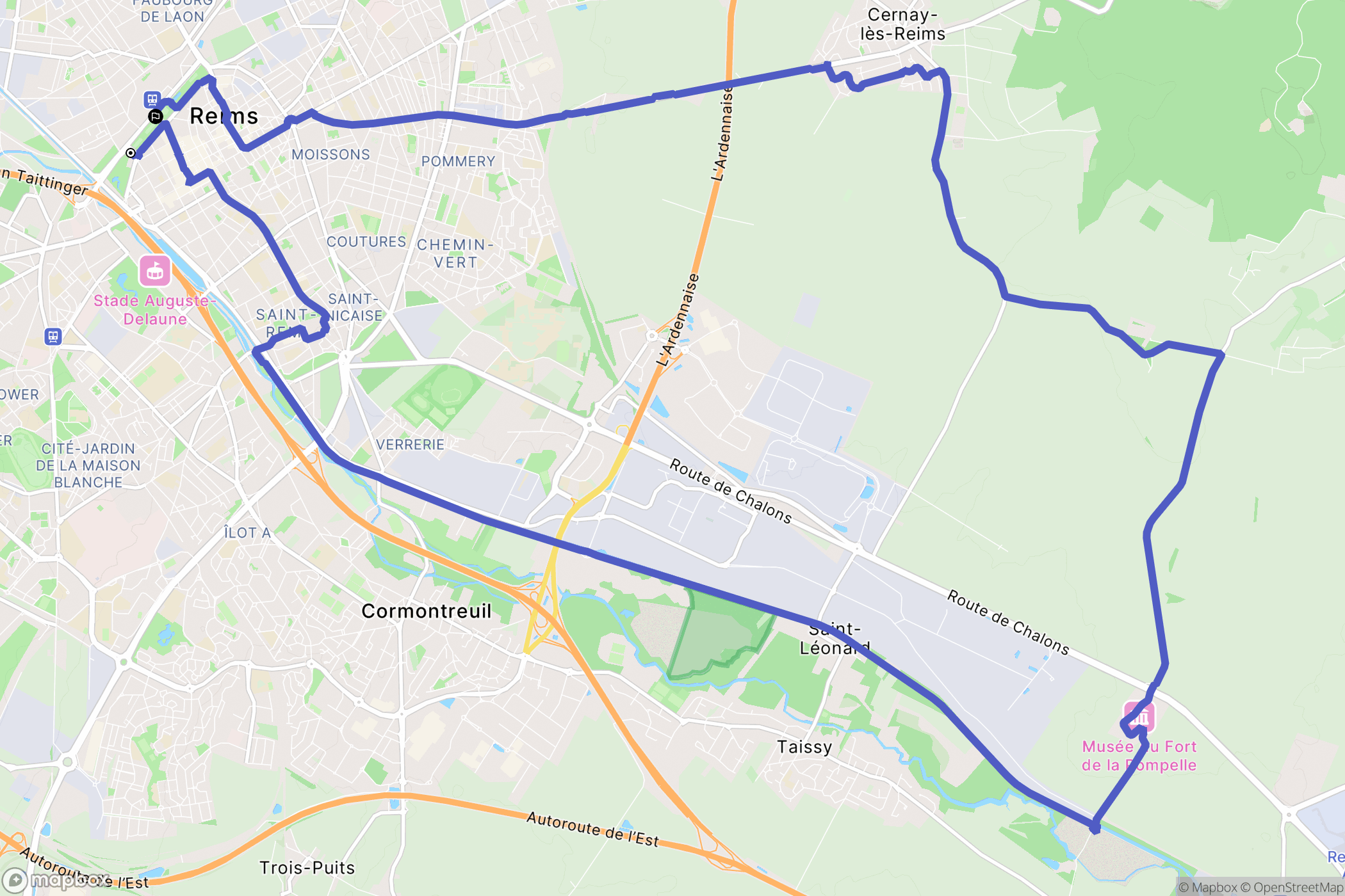 Reims : carte du parcours de randonnée - France