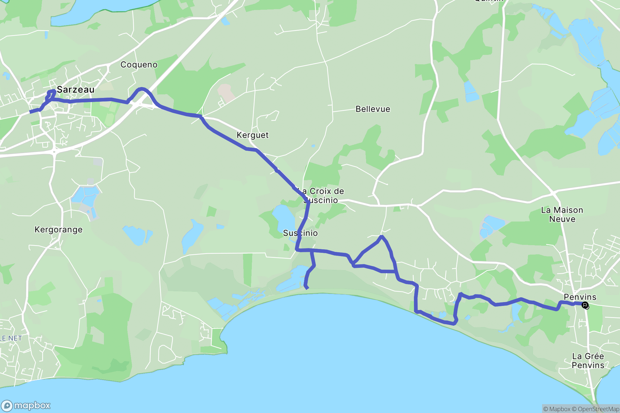 Sarzeau : carte du parcours de randonnée - France