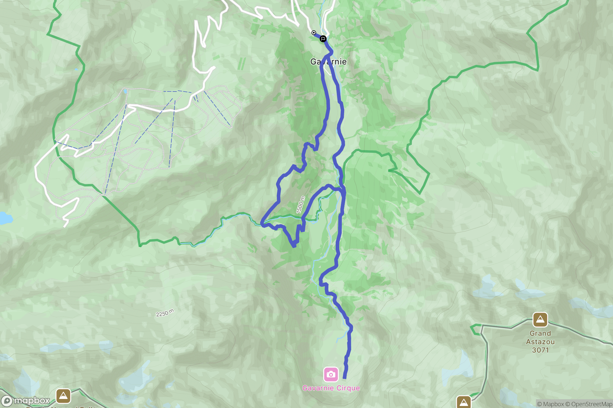 Gavarnie-Gèdre : carte du parcours de randonnée - France