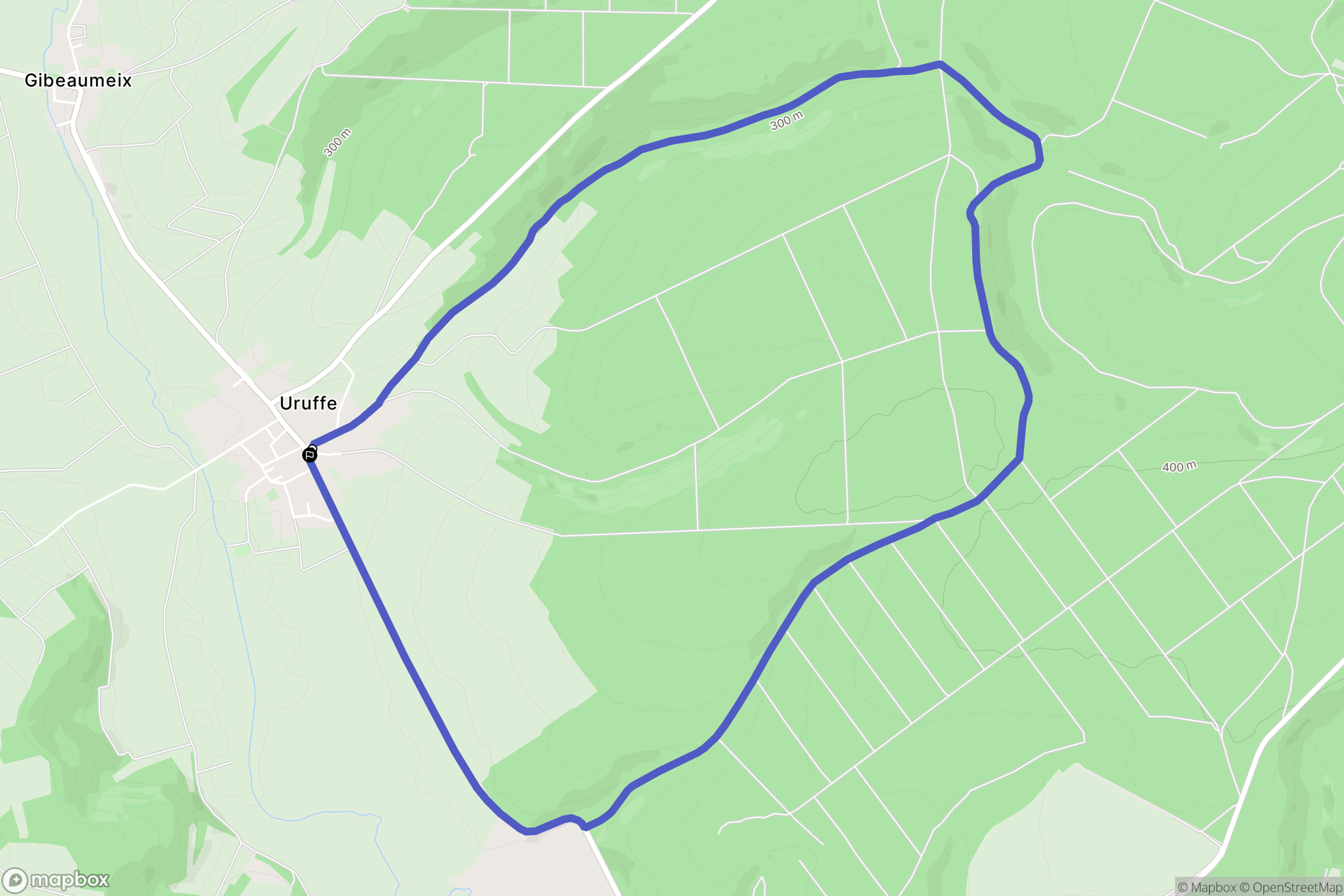 Uruffe : carte du parcours de randonnée - France