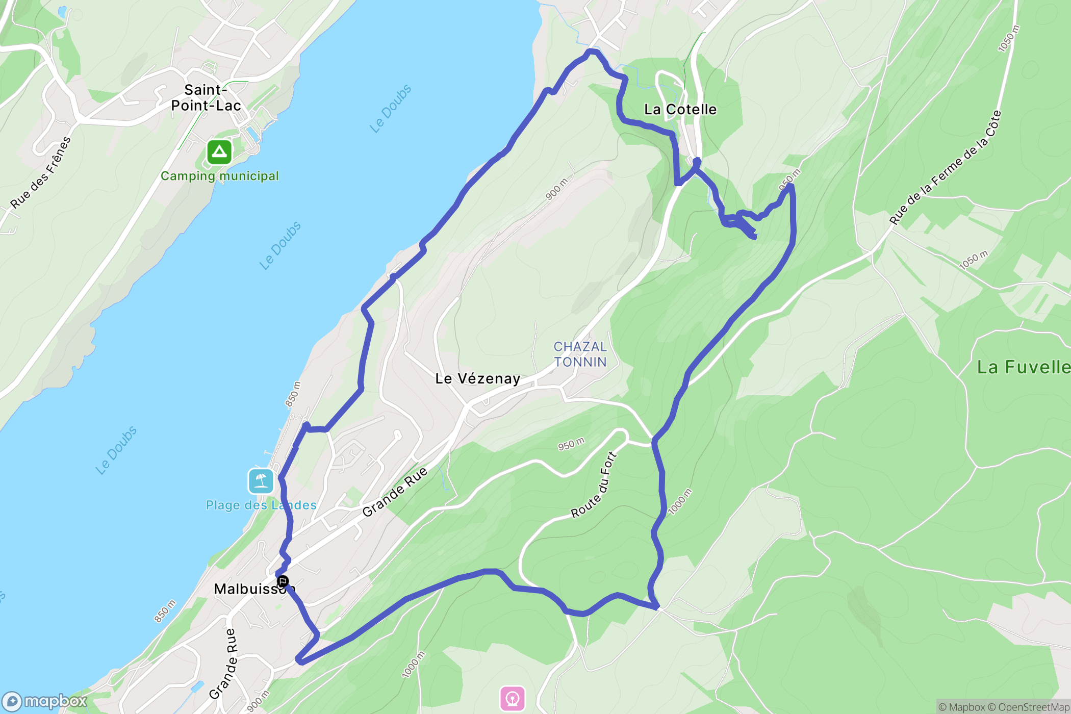 Malbuisson : carte du parcours de randonnée - France