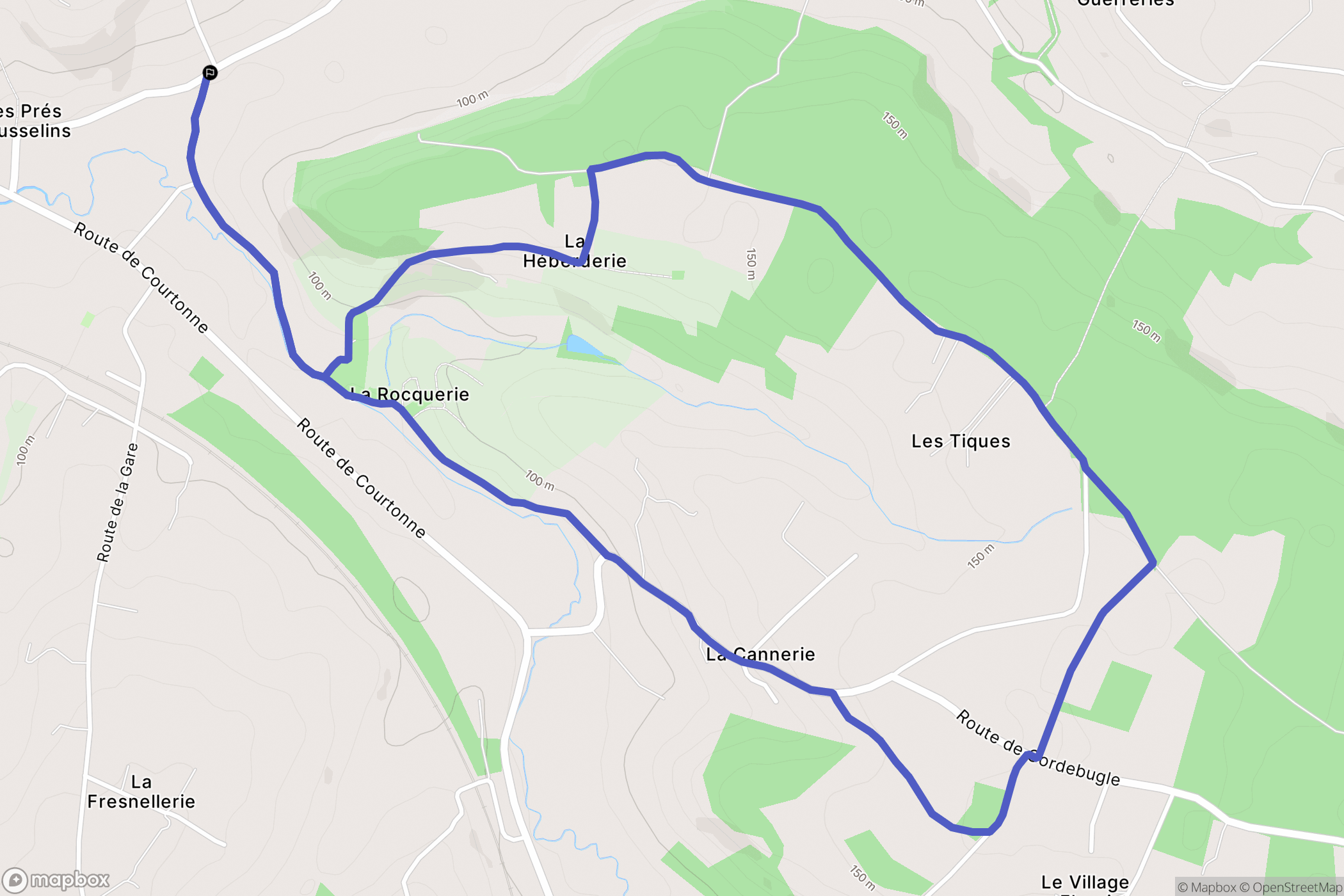 Courtonne-la-Meurdrac : carte du parcours de randonnée - France