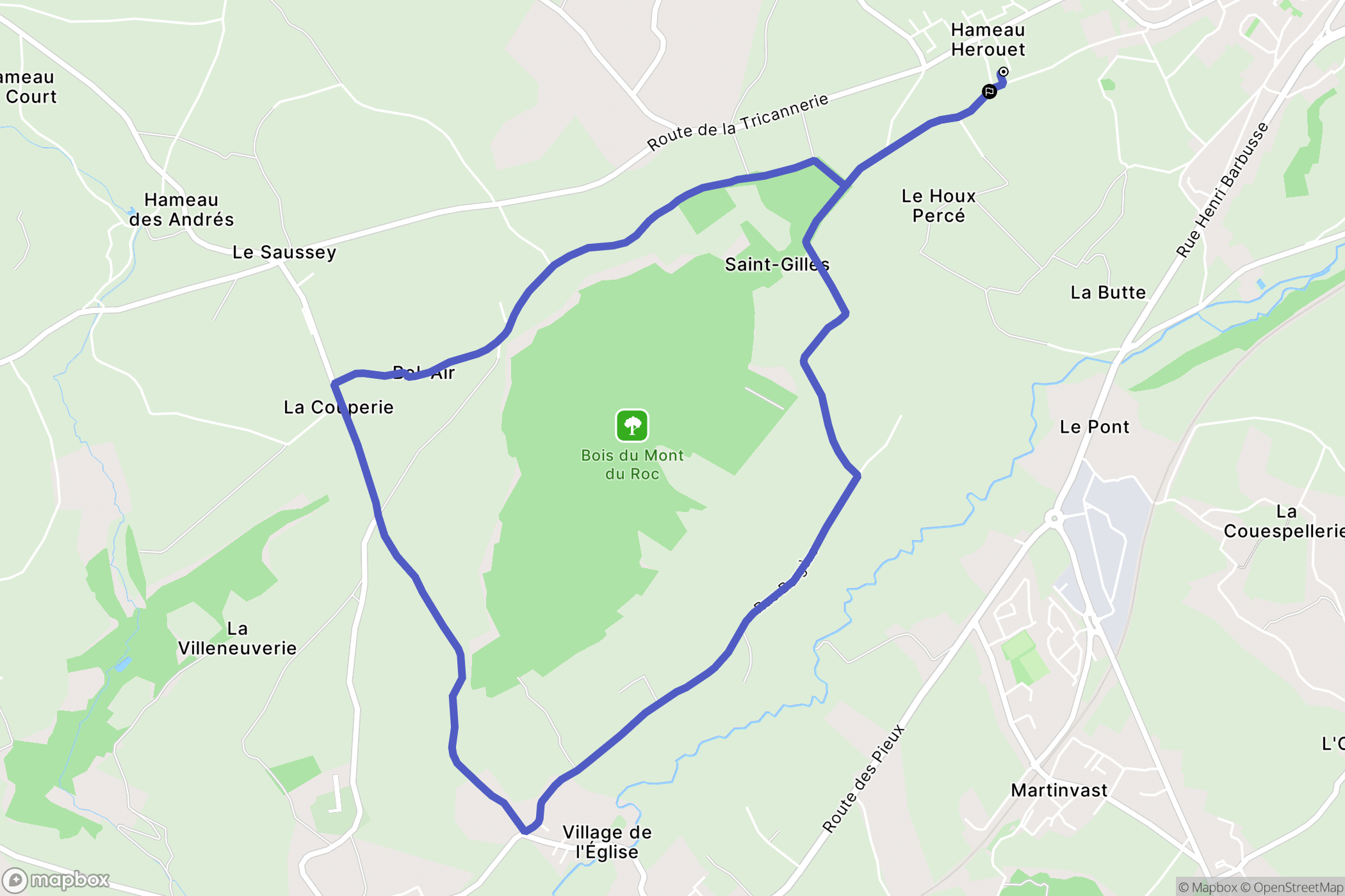 Cherbourg-en-Cotentin : carte du parcours de randonnée - France