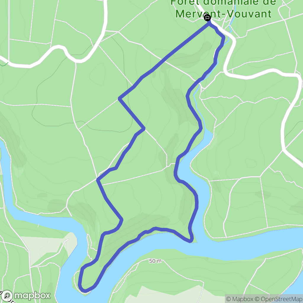 Vouvant : carte du parcours de randonnée - France