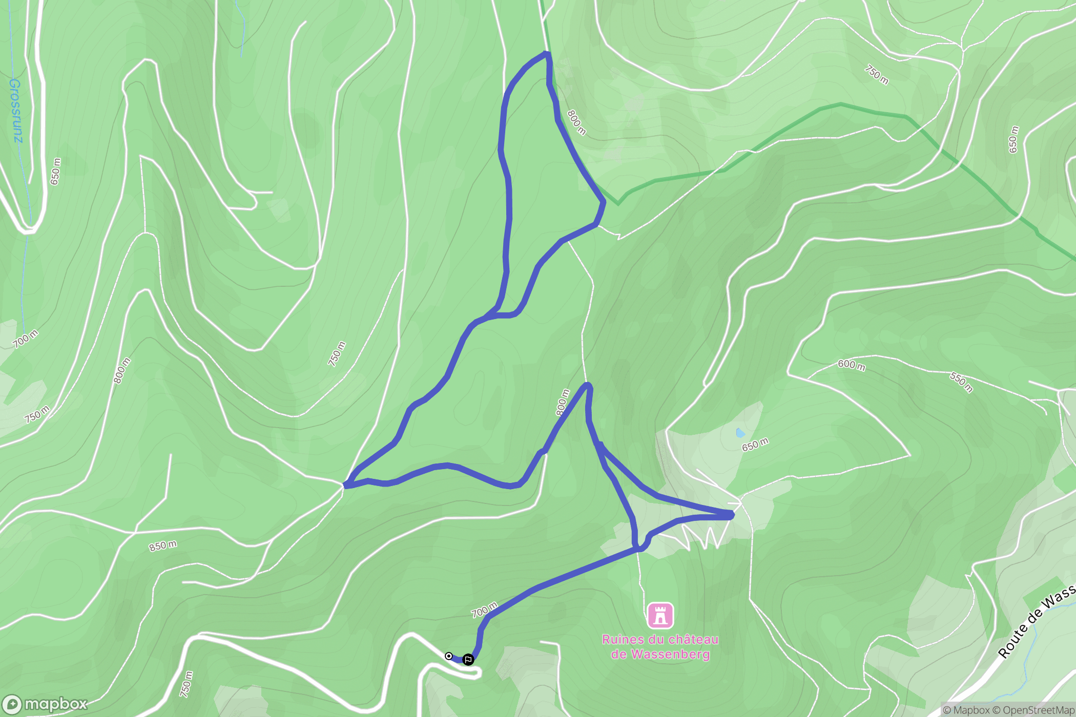 Wasserbourg : carte du parcours de randonnée - France