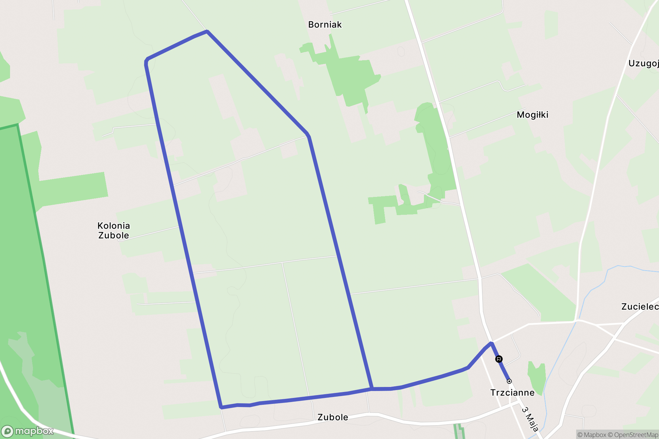 Trzcianne: mapa trasy - Poland