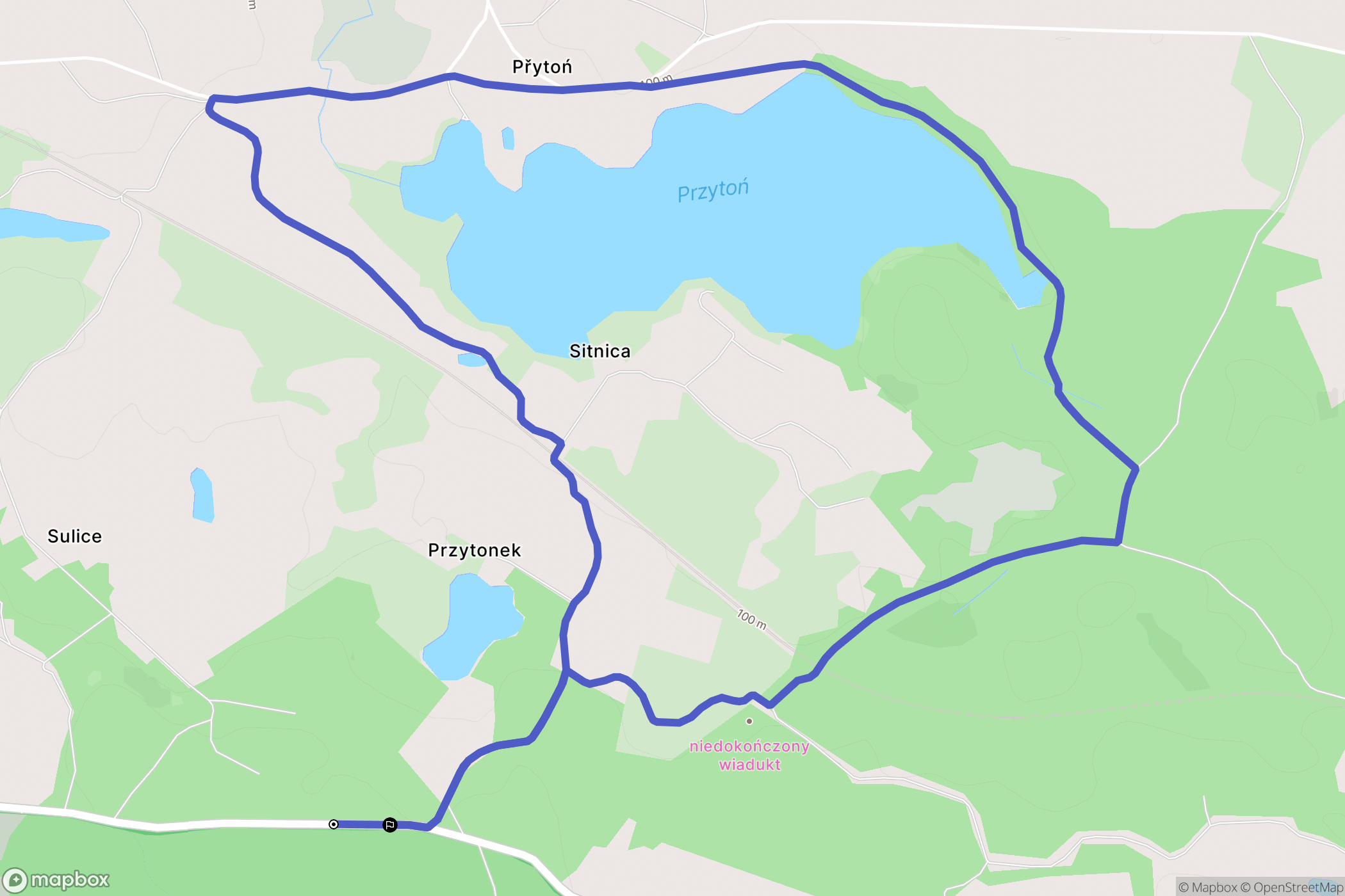 Sulice: mapa trasy - Poland