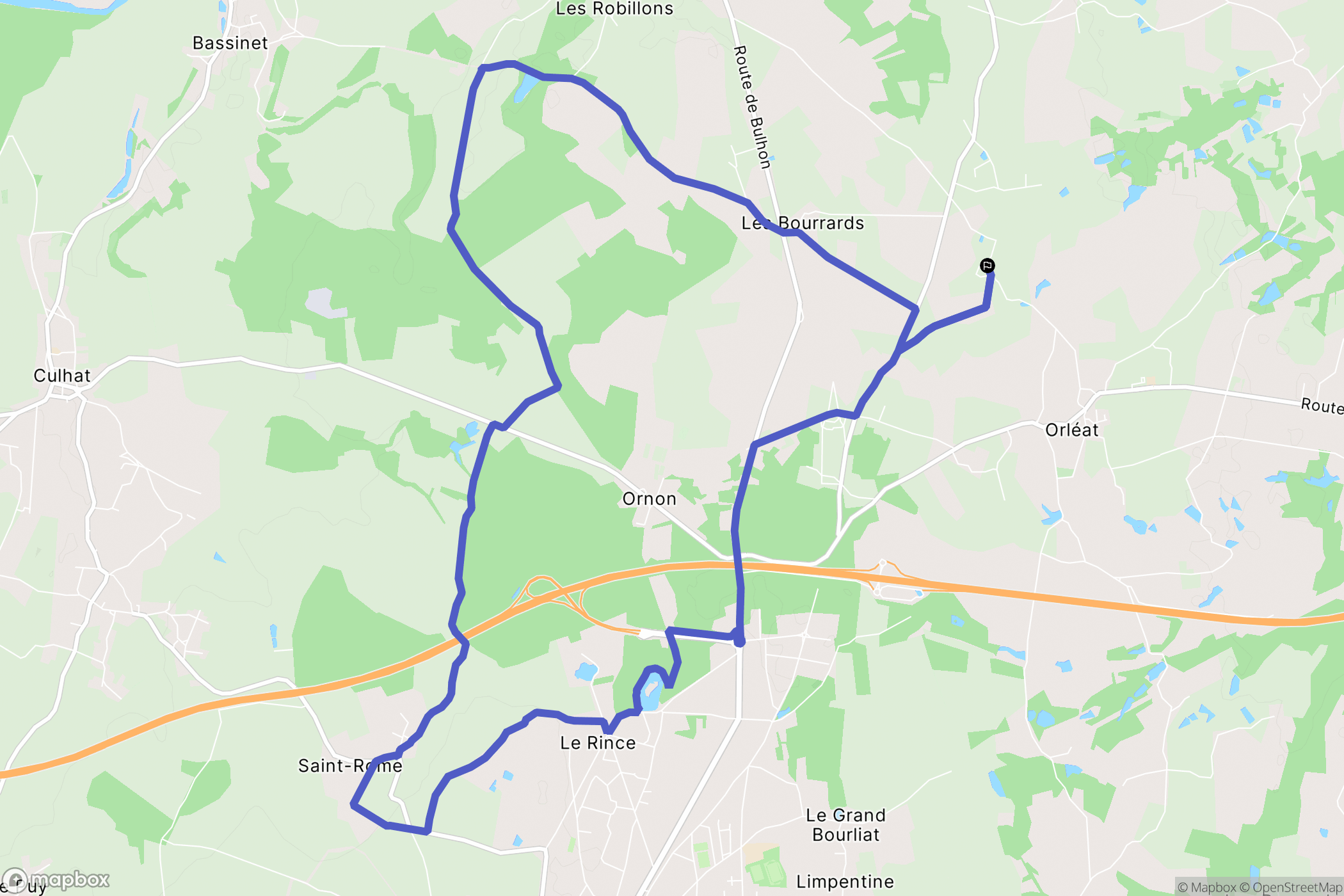 Orléat : carte du parcours de randonnée - France