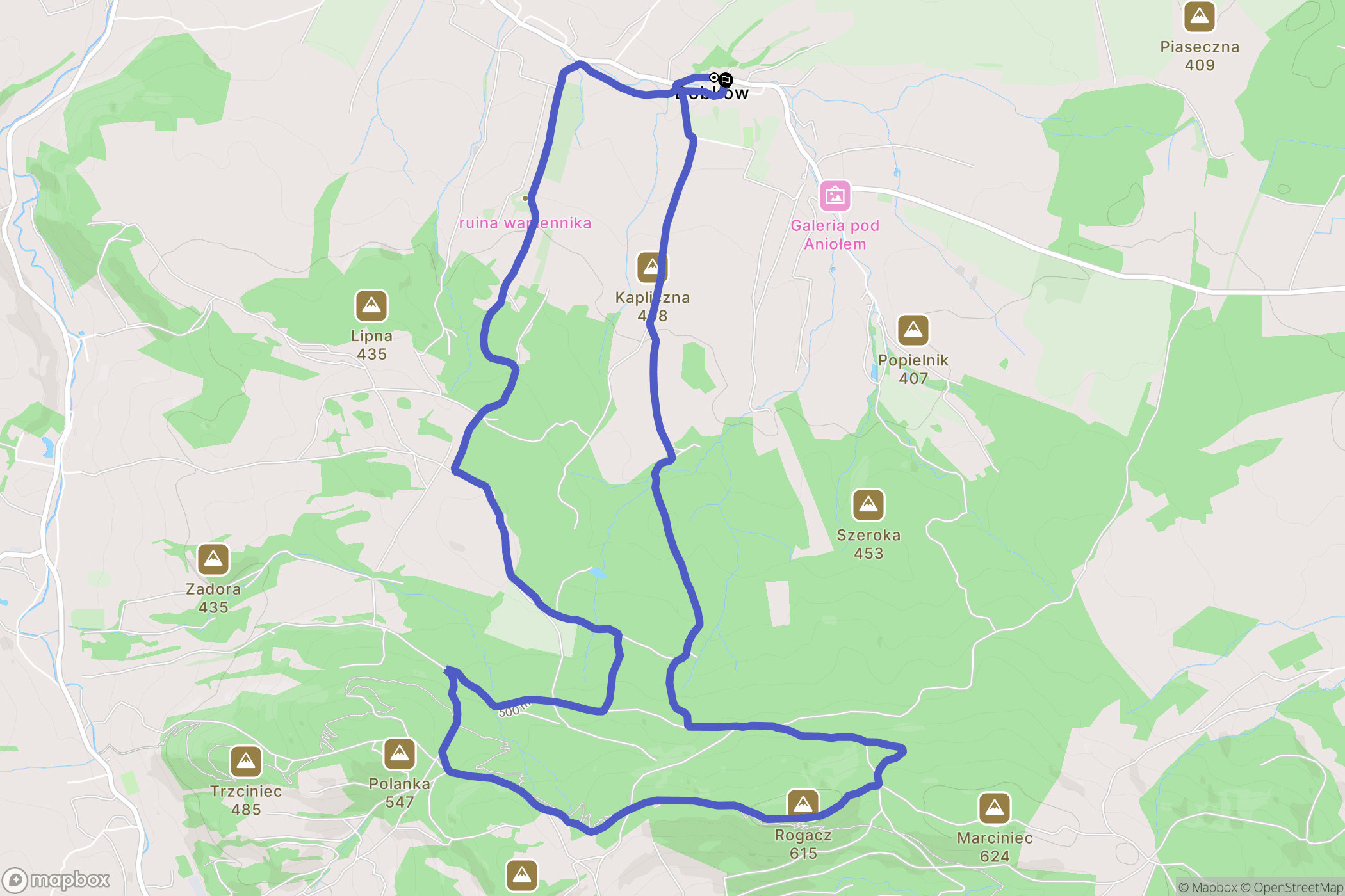 Dobków: mapa trasy - Poland