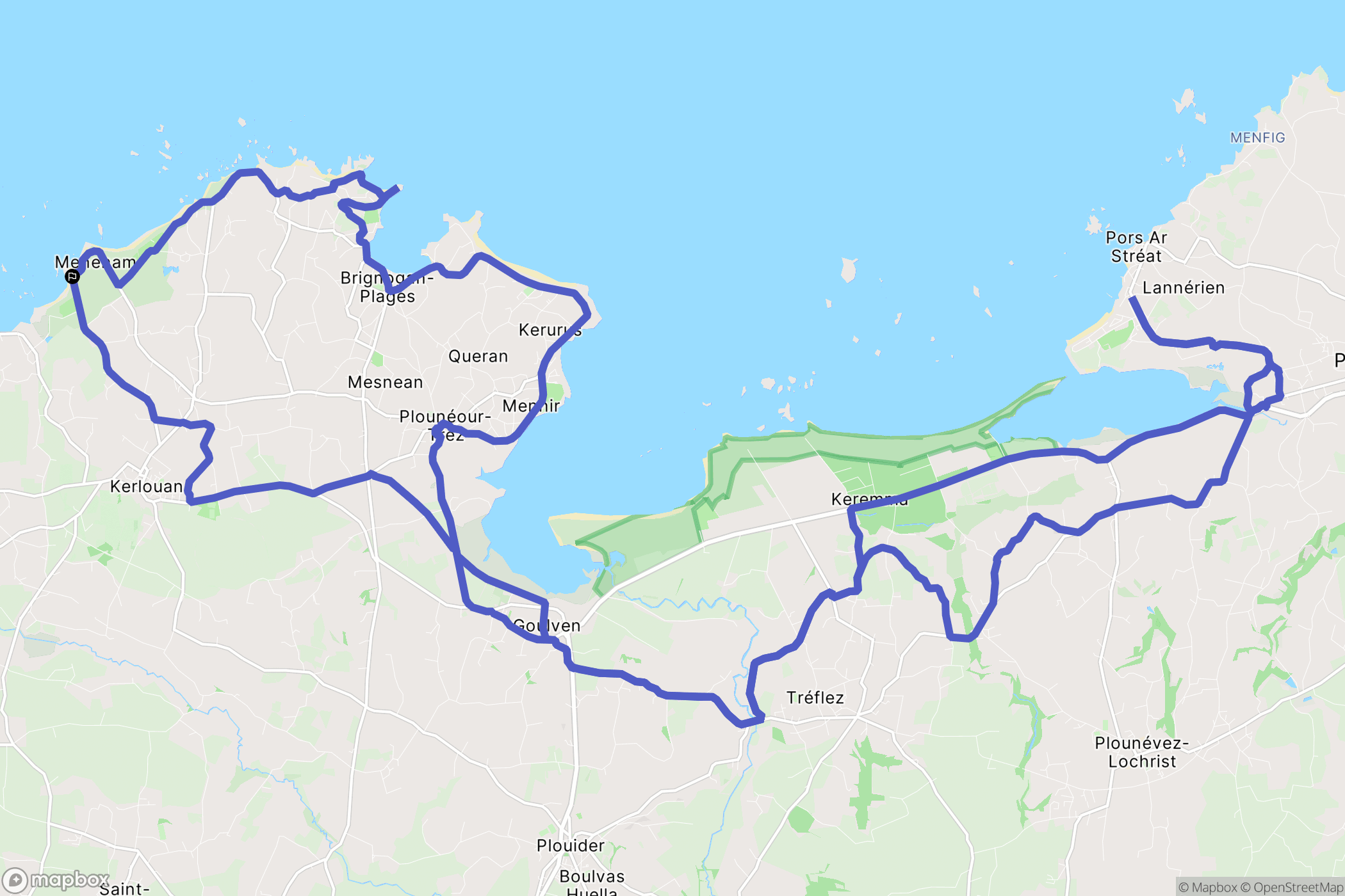 Kerlouan : carte du parcours de randonnée - France