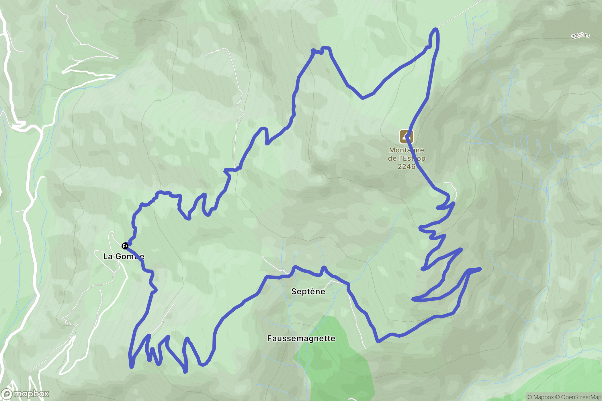 Péone : carte du parcours de randonnée - France