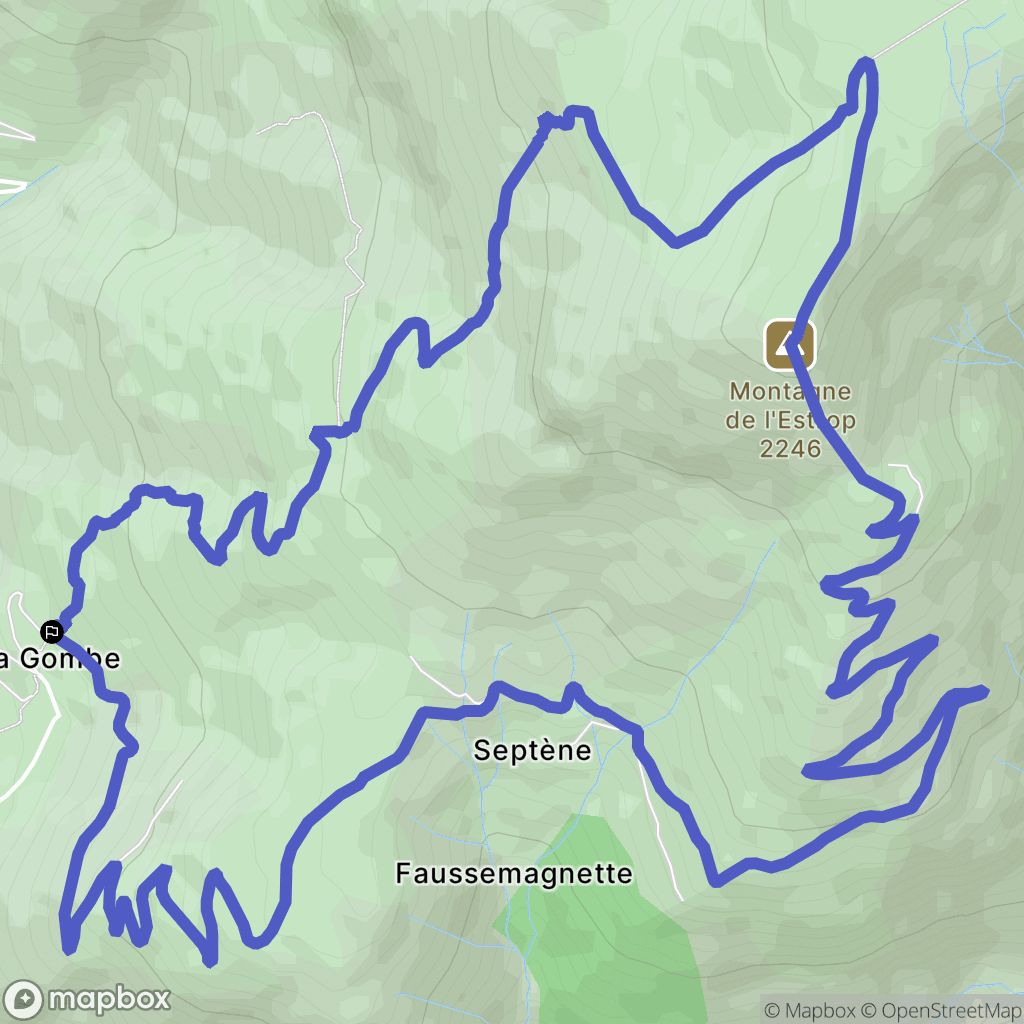 Péone : carte du parcours de randonnée - France