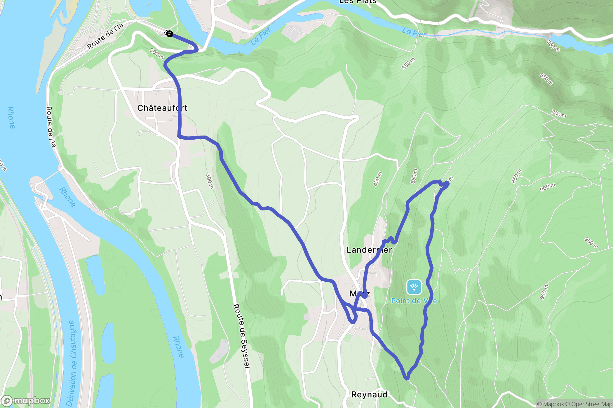 Motz : carte du parcours de randonnée - France