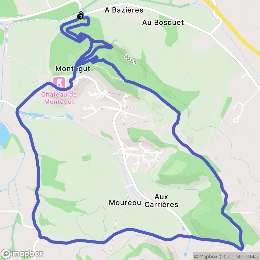 Montegut : carte du parcours de randonnée - France