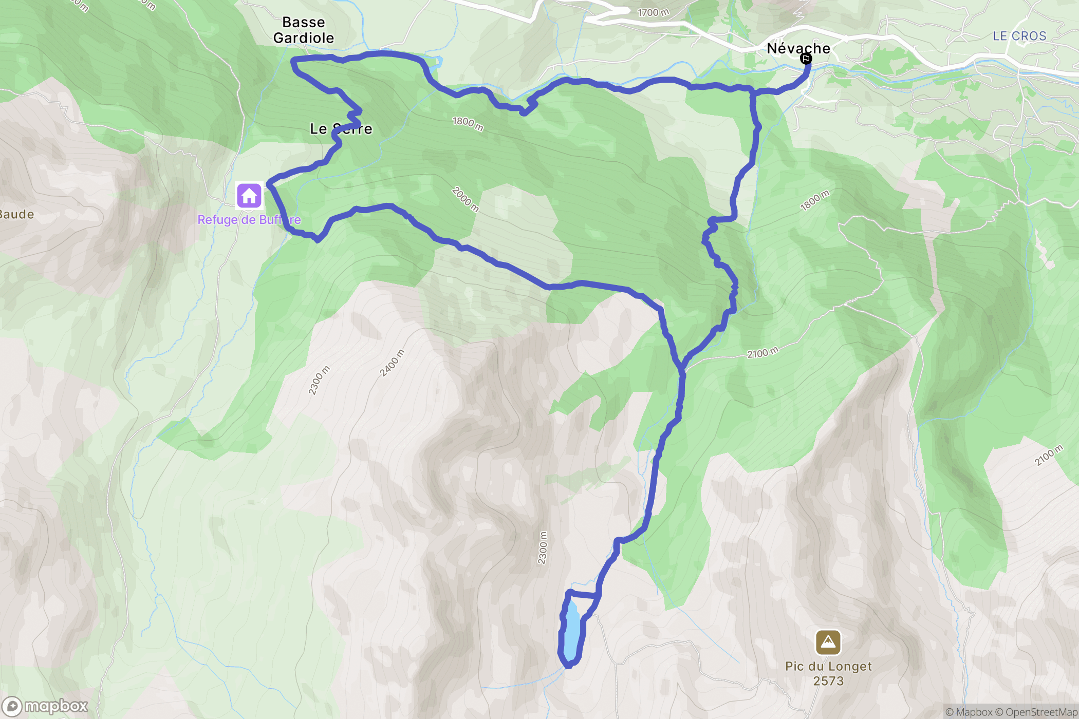 Névache : carte du parcours de randonnée - France