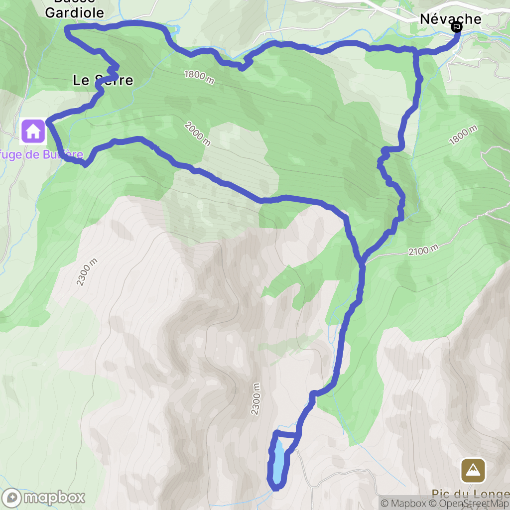 Névache : carte du parcours de randonnée - France