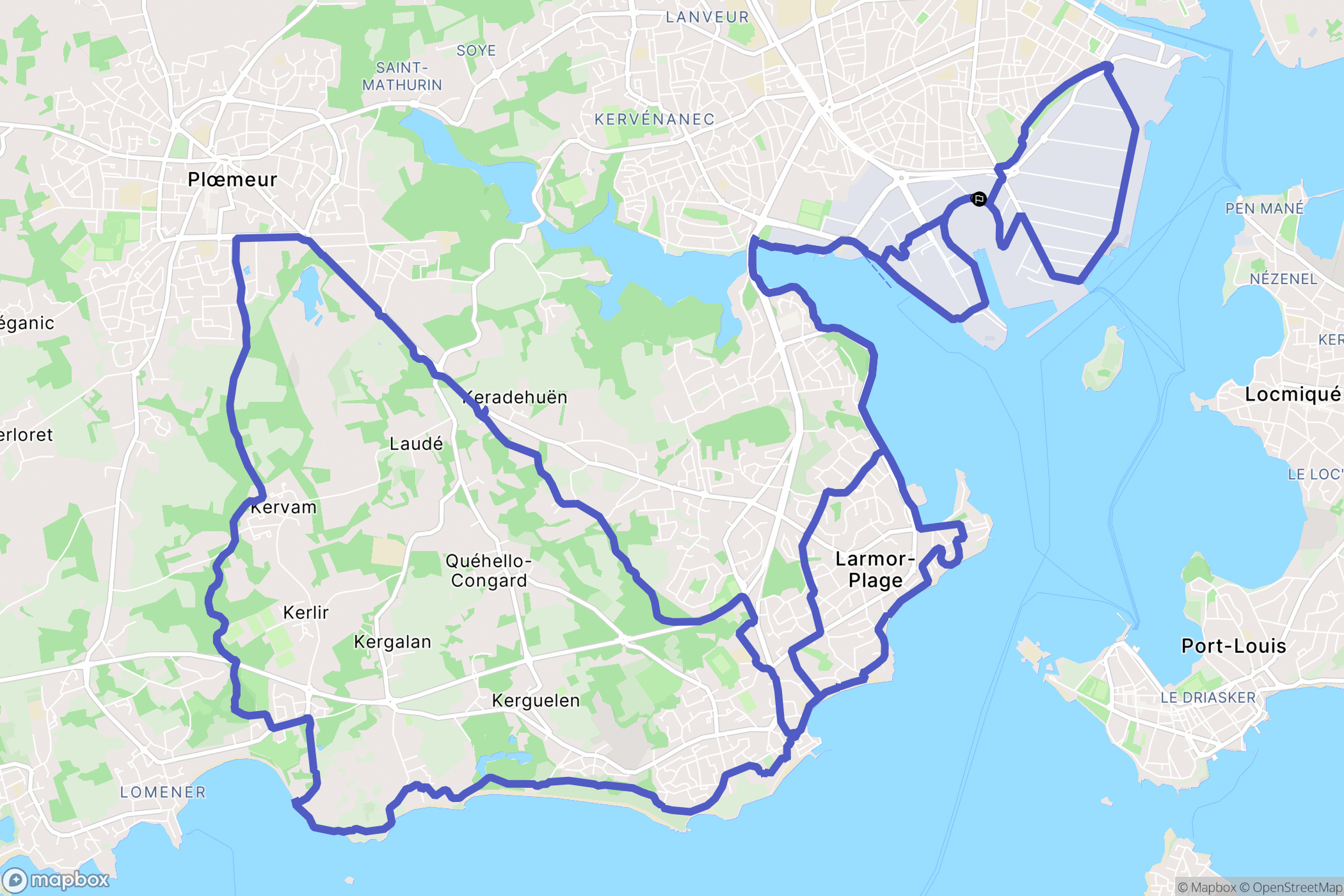 Lorient : carte du parcours de randonnée - France