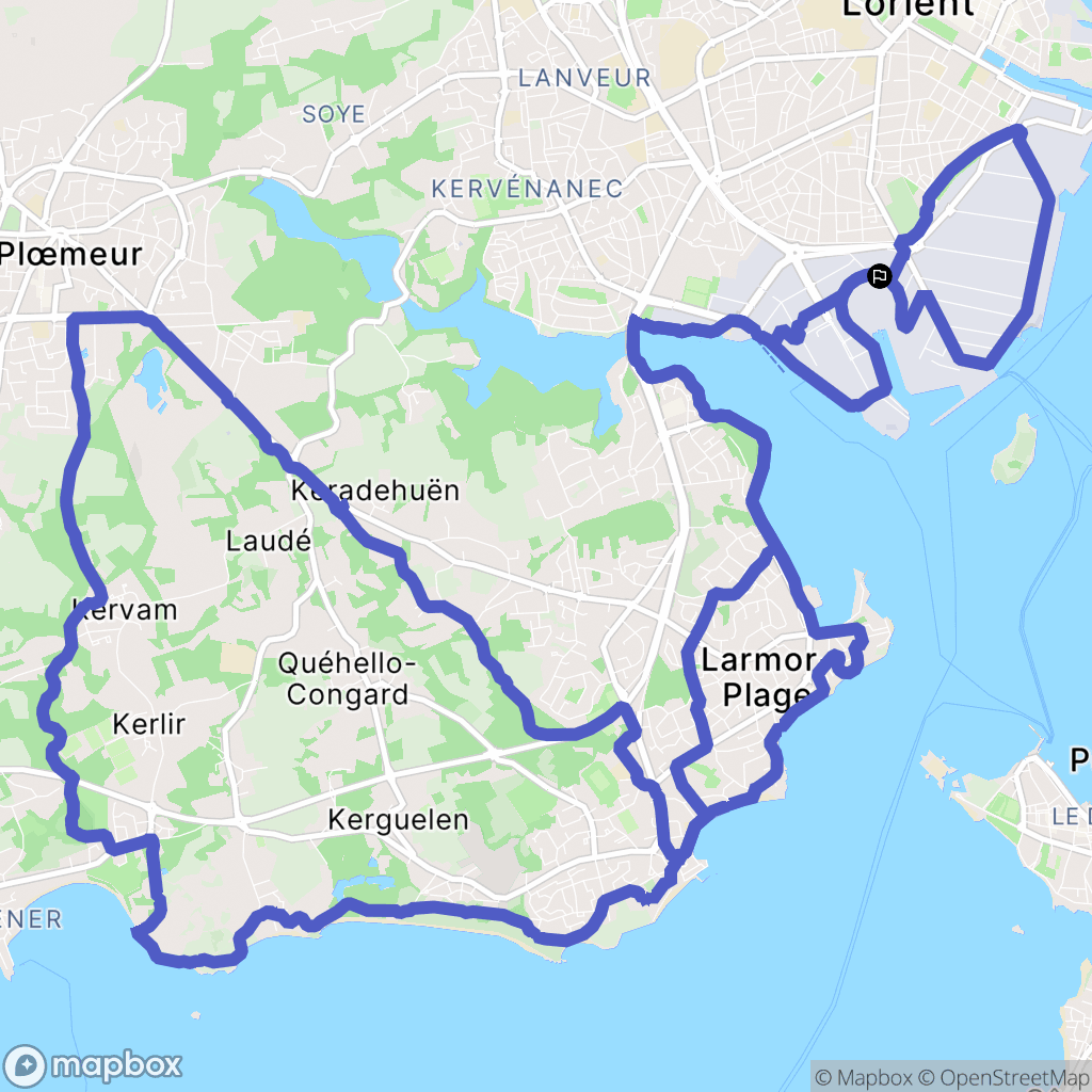 Lorient : carte du parcours de randonnée - France