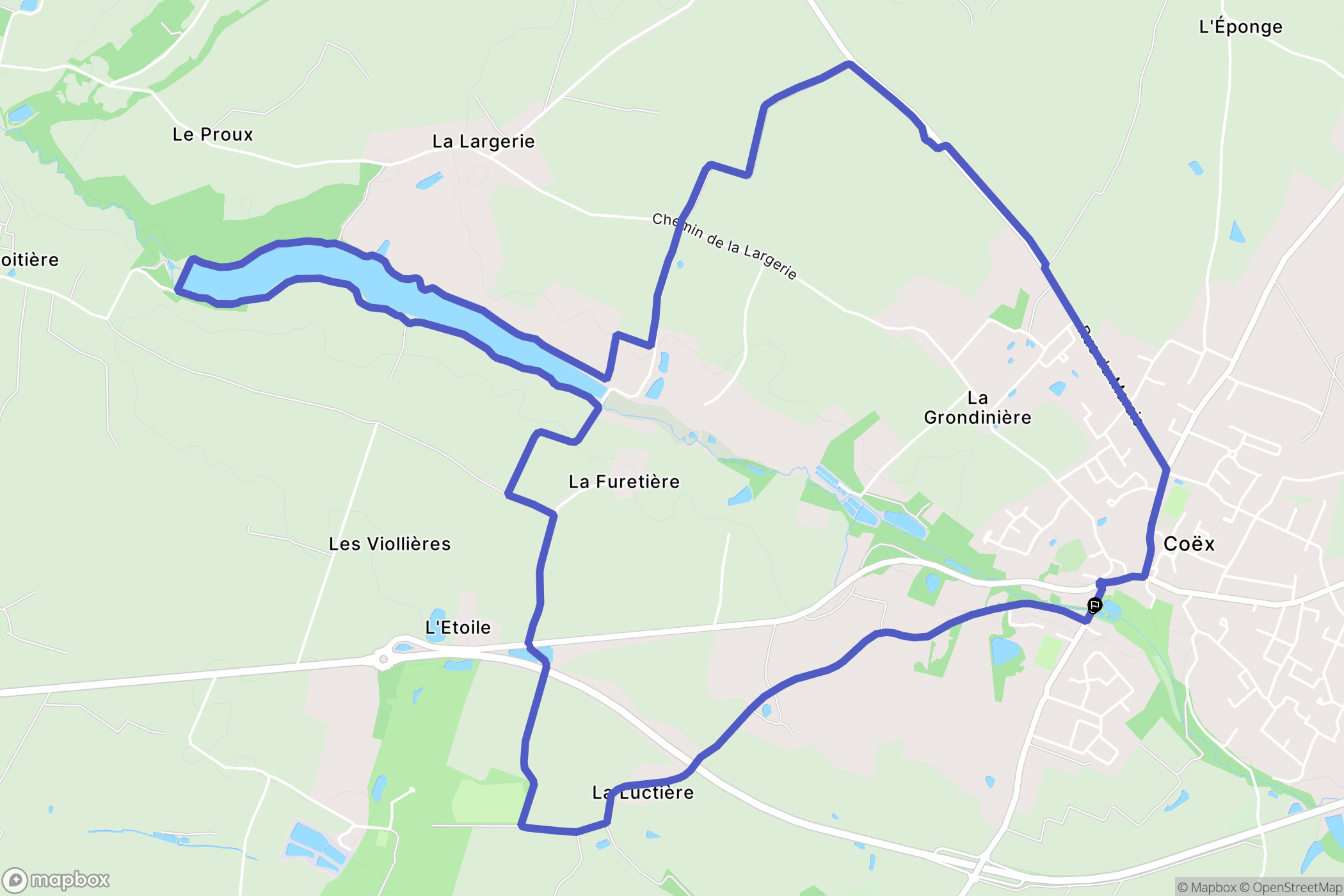Coëx : carte du parcours de randonnée - France