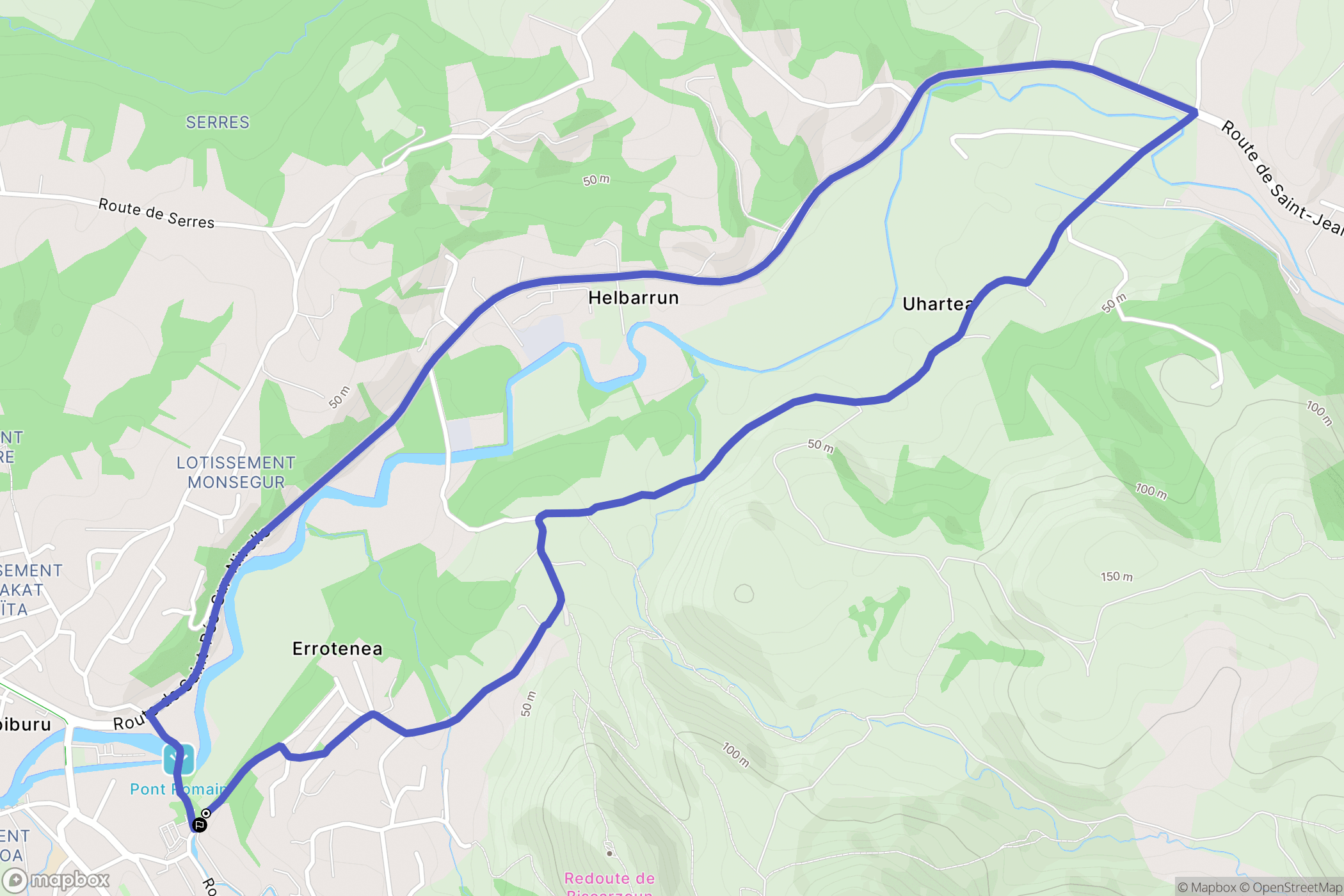 Ascain : carte du parcours de randonnée - France