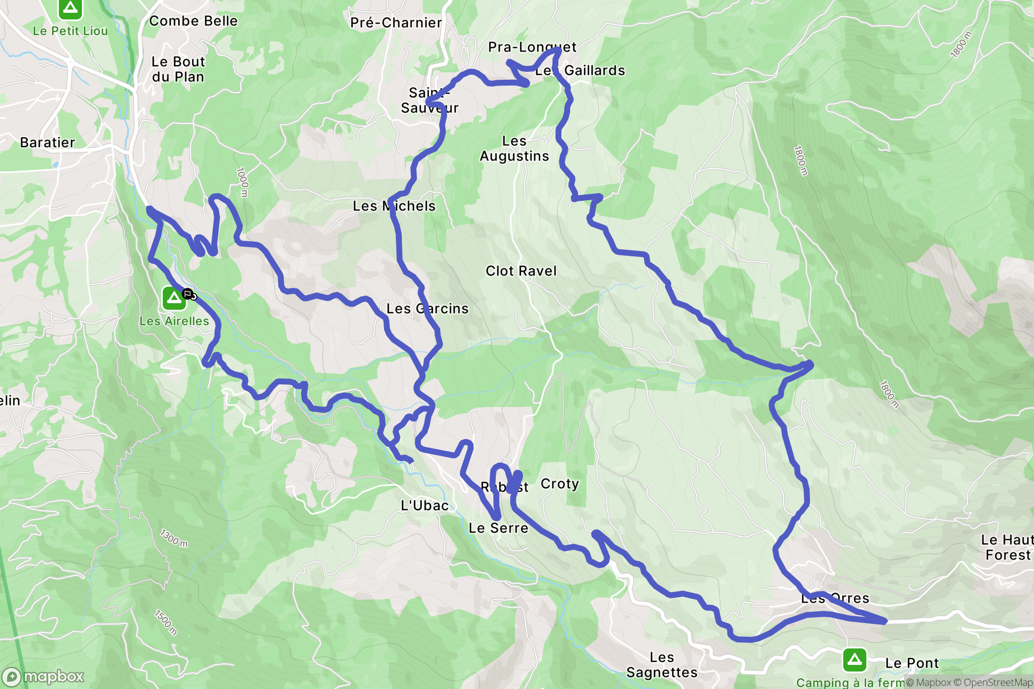 Baratier : carte du parcours de randonnée - France