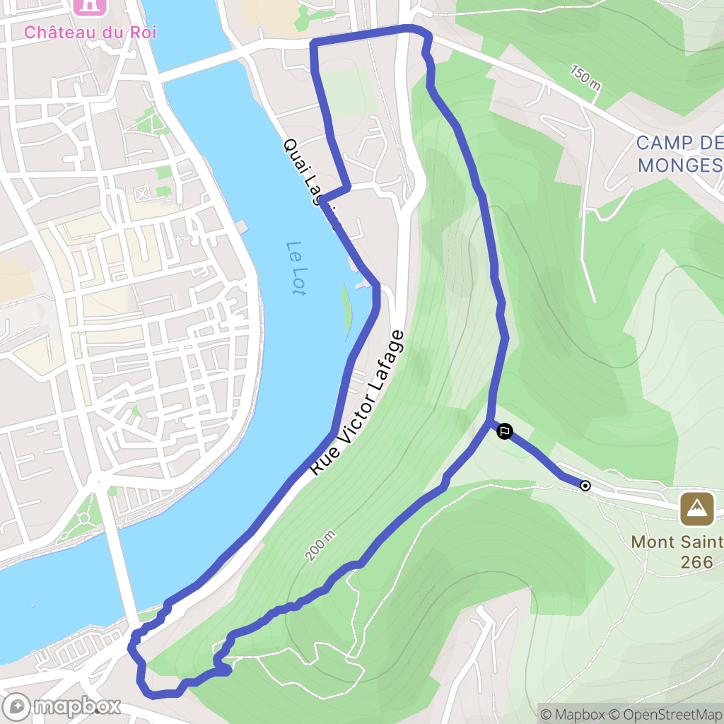 Cahors : carte du parcours de randonnée - France