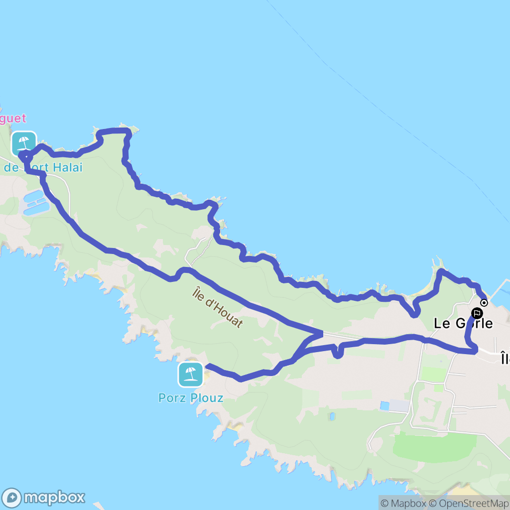 Île-d'Houat : carte du parcours de randonnée - France