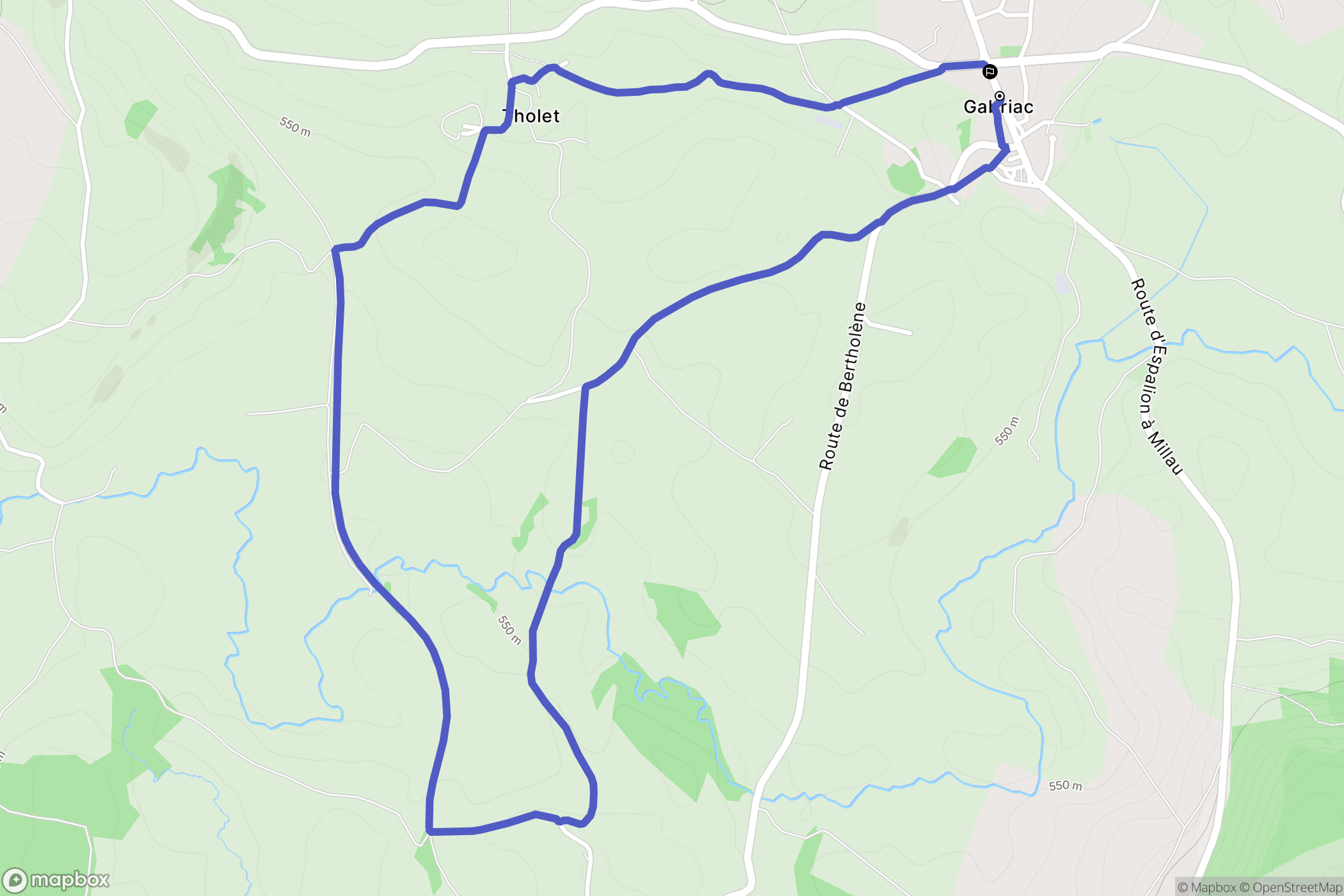 Gabriac : carte du parcours de randonnée - France