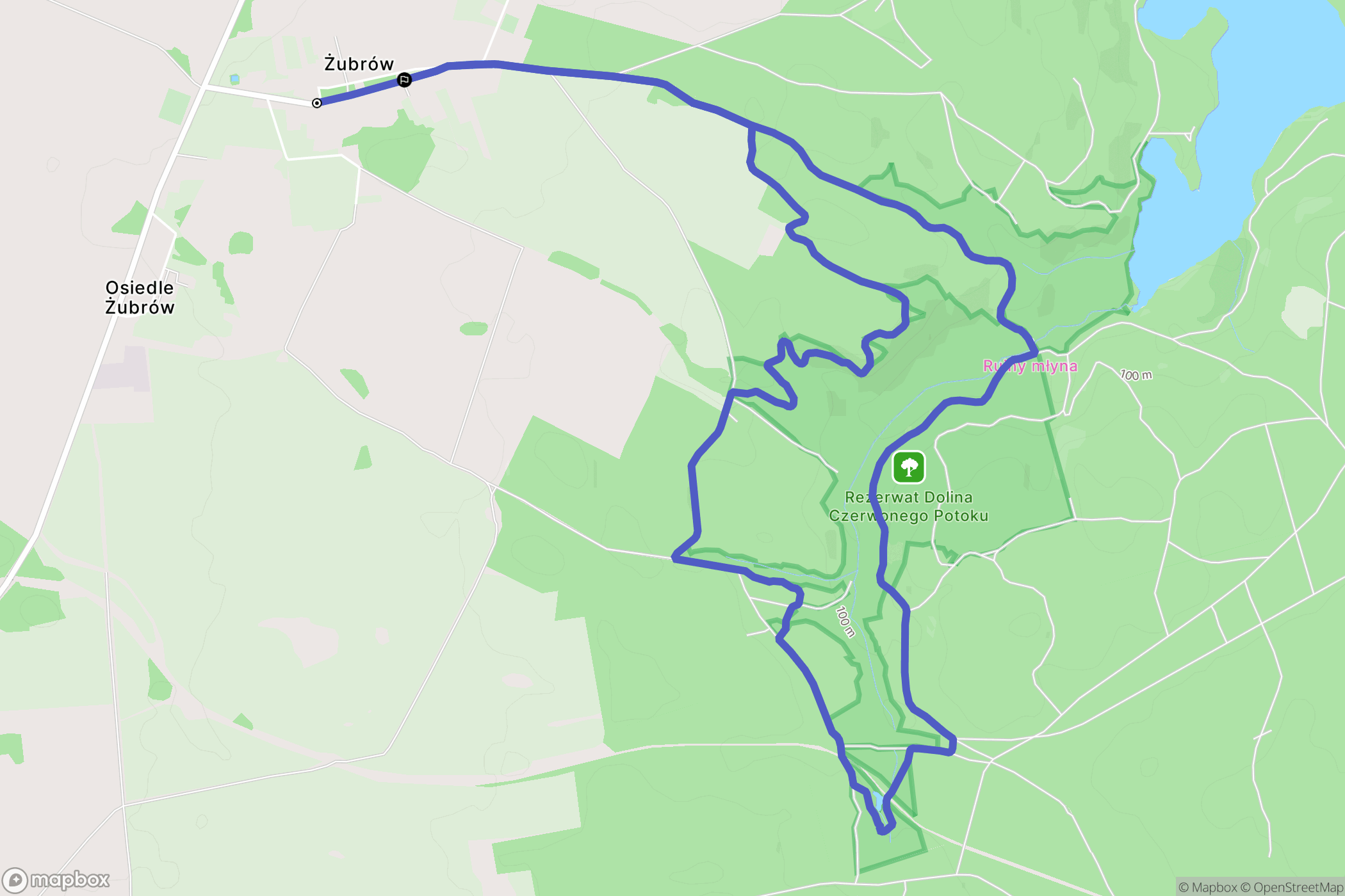 Żubrów: mapa trasy - Poland