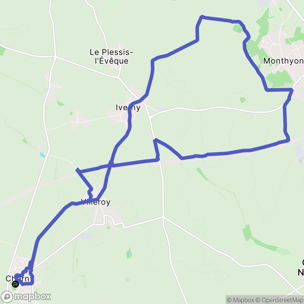 Charny : carte du parcours de randonnée - France
