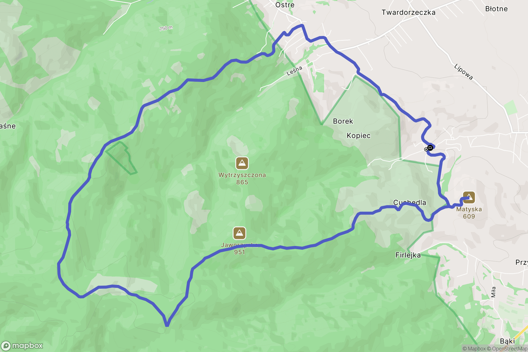 Radziechowy: mapa trasy - Poland