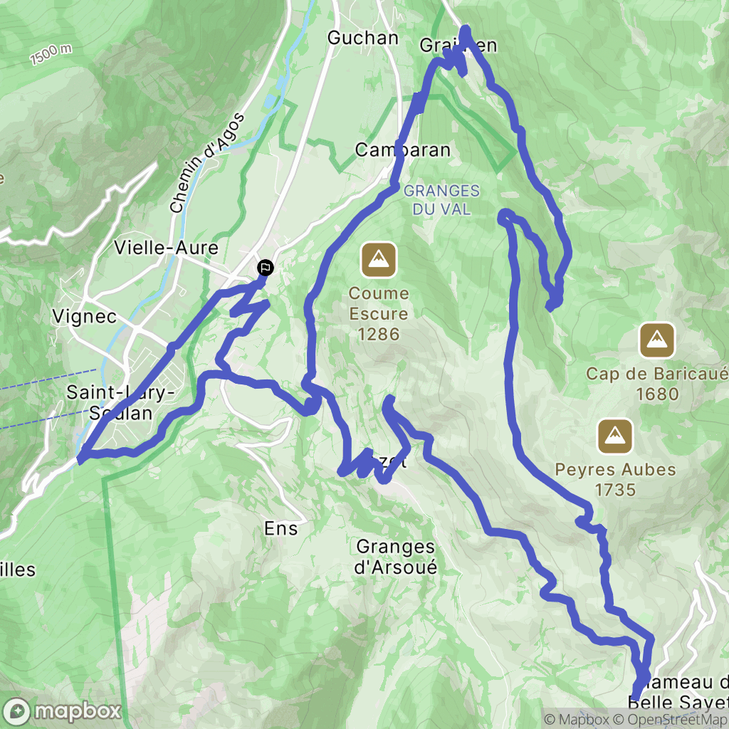 Bourisp : carte du parcours de randonnée - France