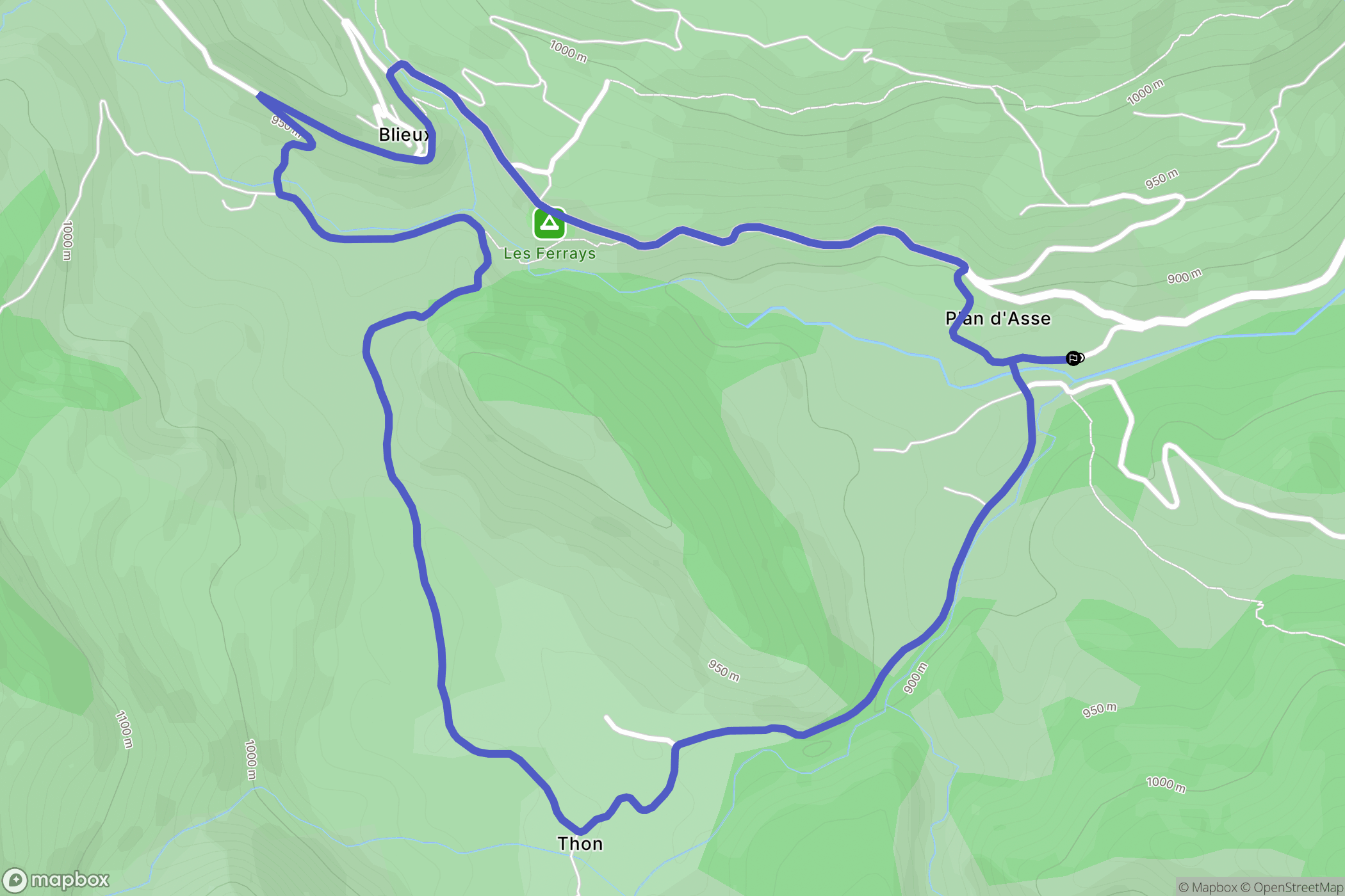 Blieux : carte du parcours de randonnée - France