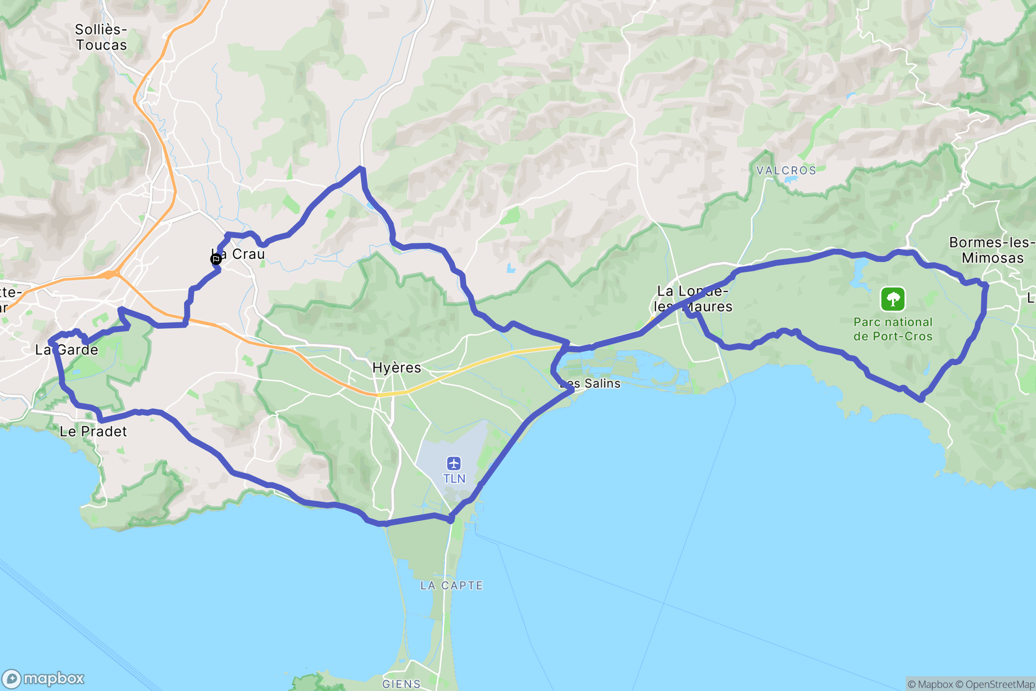 La Crau : carte du parcours de randonnée - France