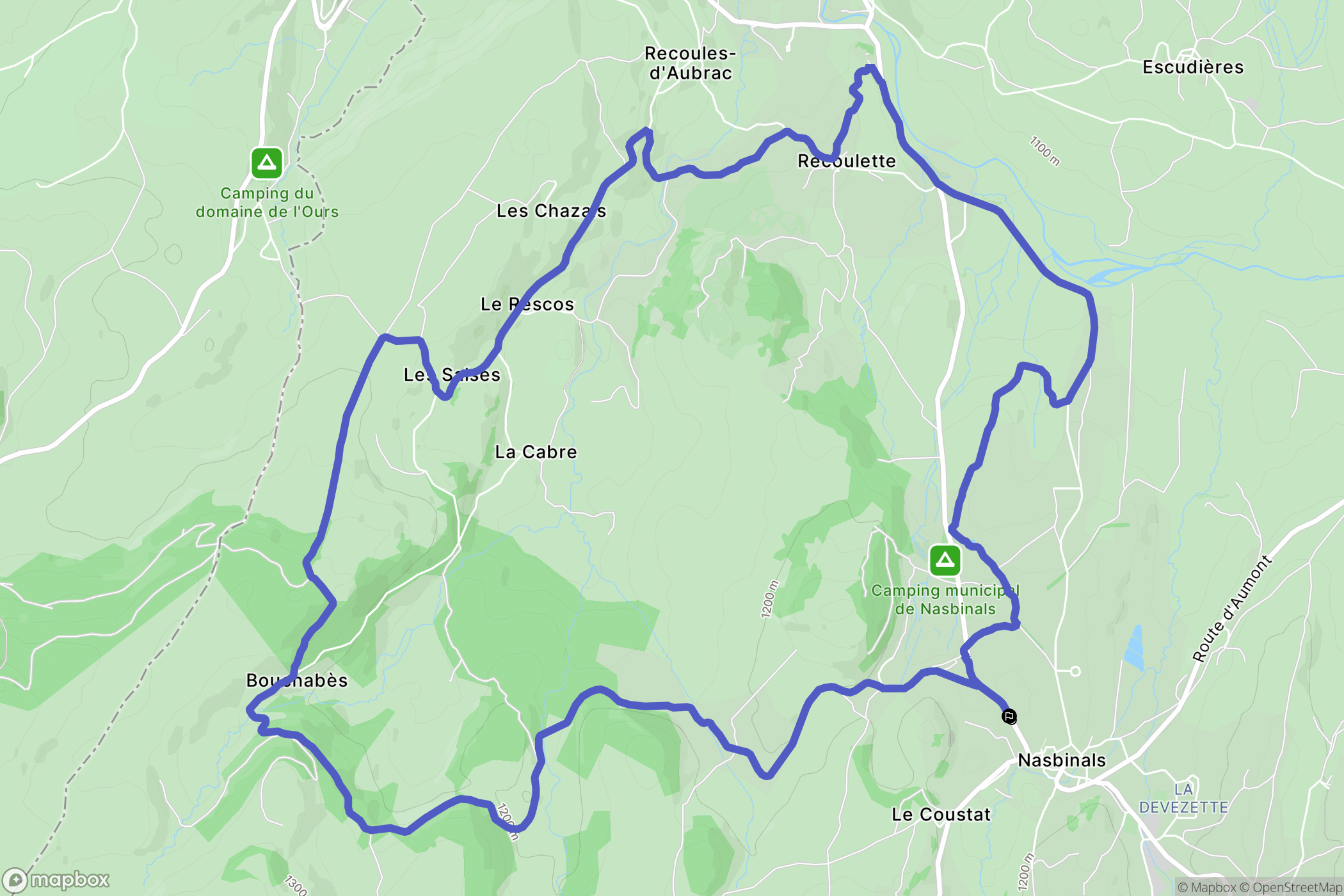 Nasbinals : carte du parcours de randonnée - France
