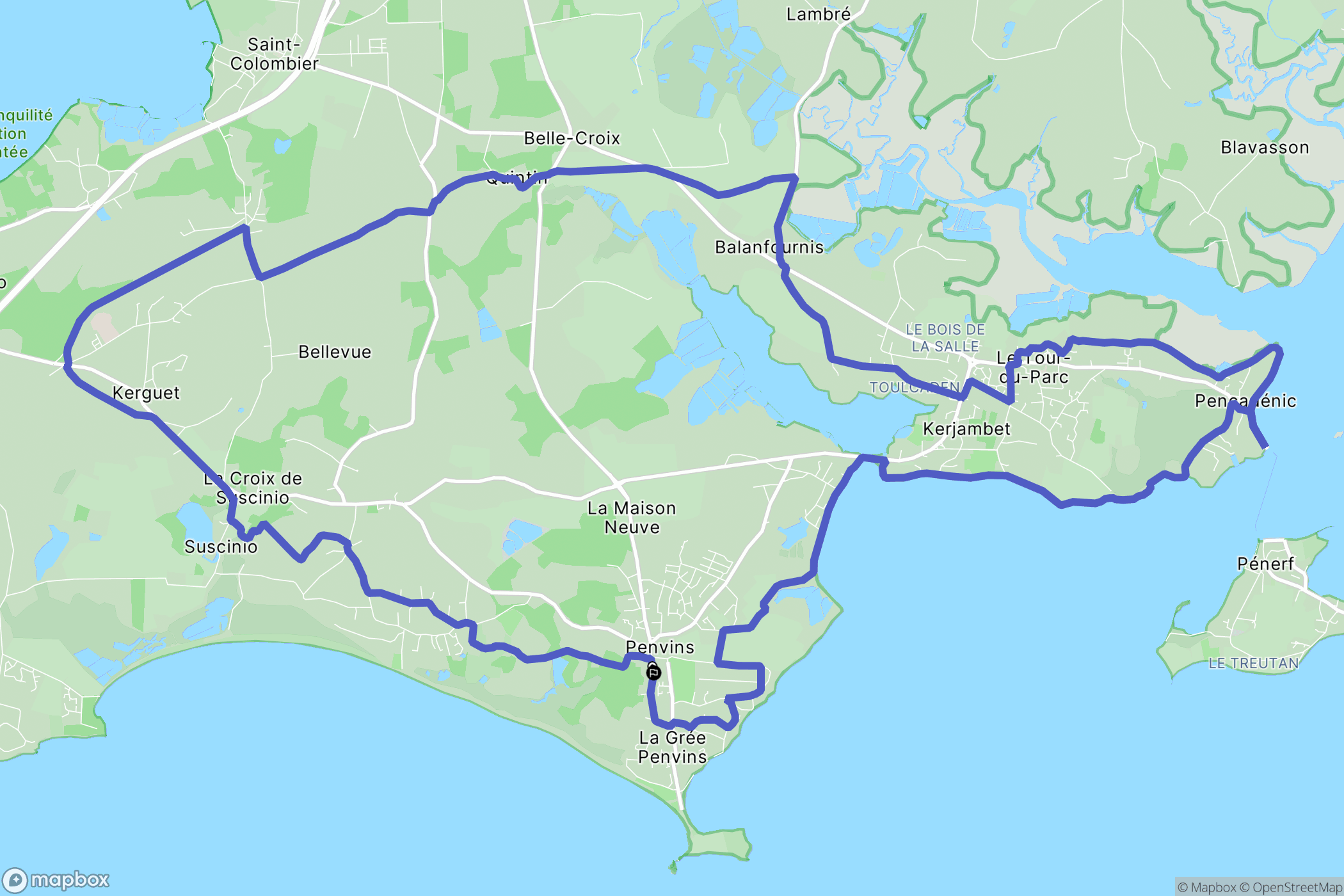 Sarzeau : carte du parcours de randonnée - France
