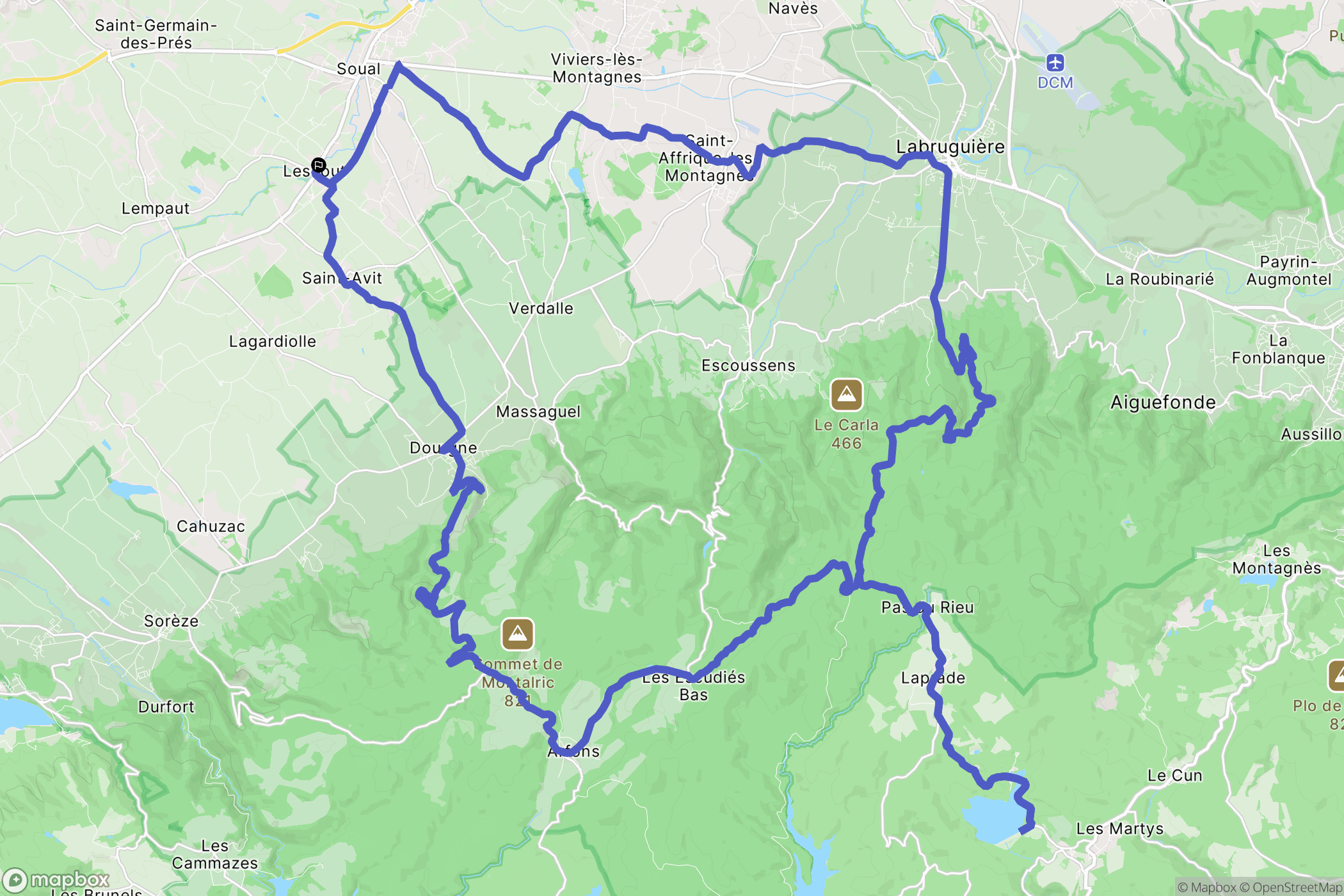 Lescout : carte du parcours de randonnée - France