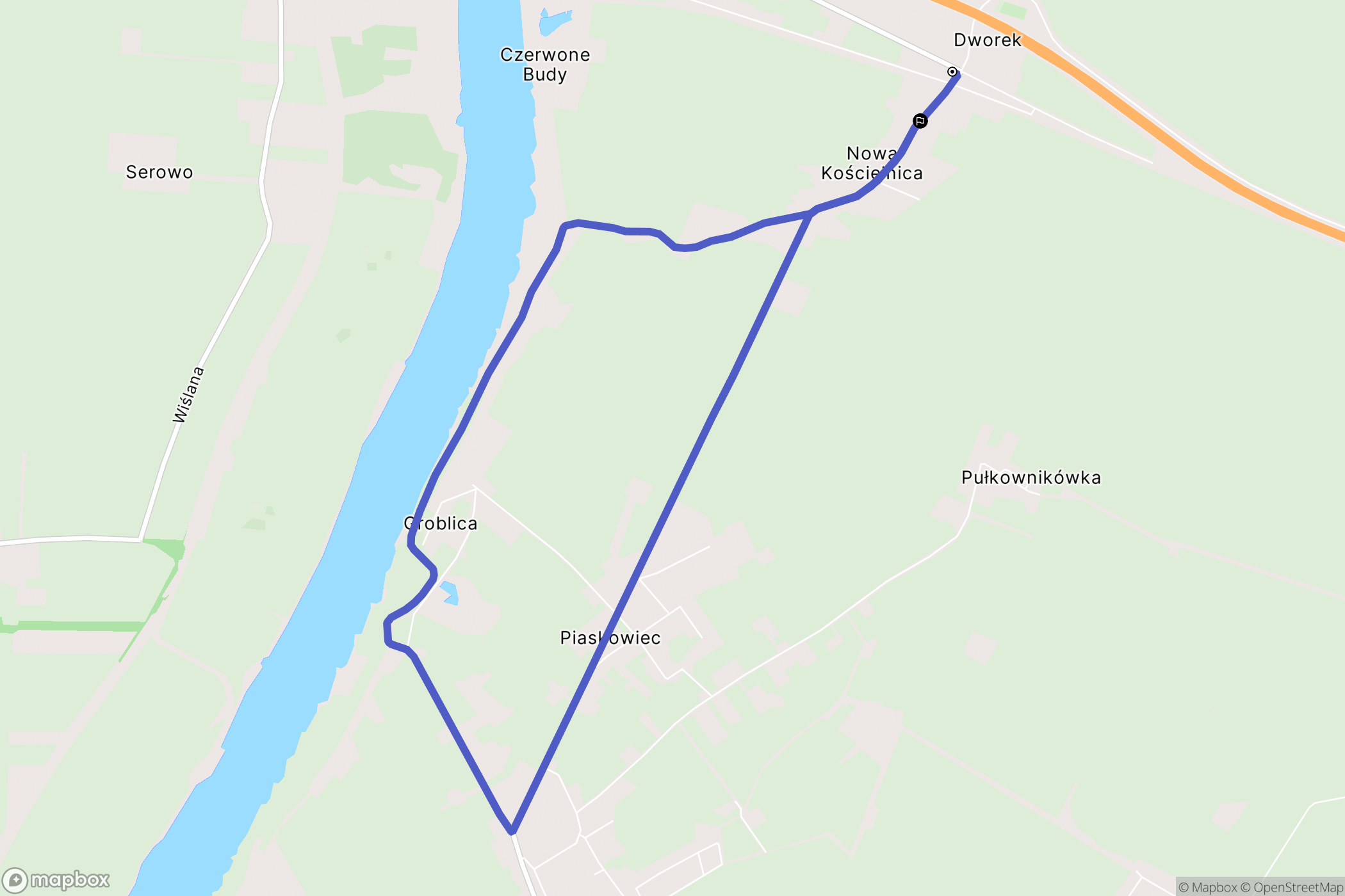 Dworek: mapa trasy - Poland