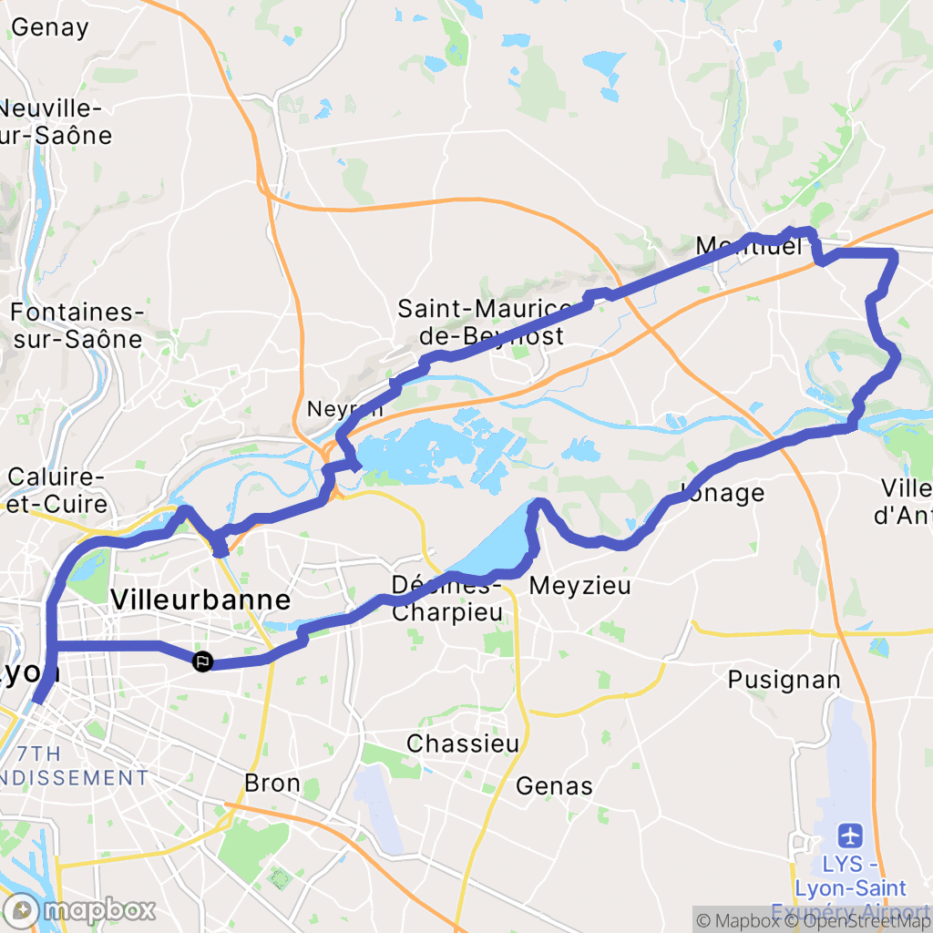 Villeurbanne : carte du parcours de randonnée - France